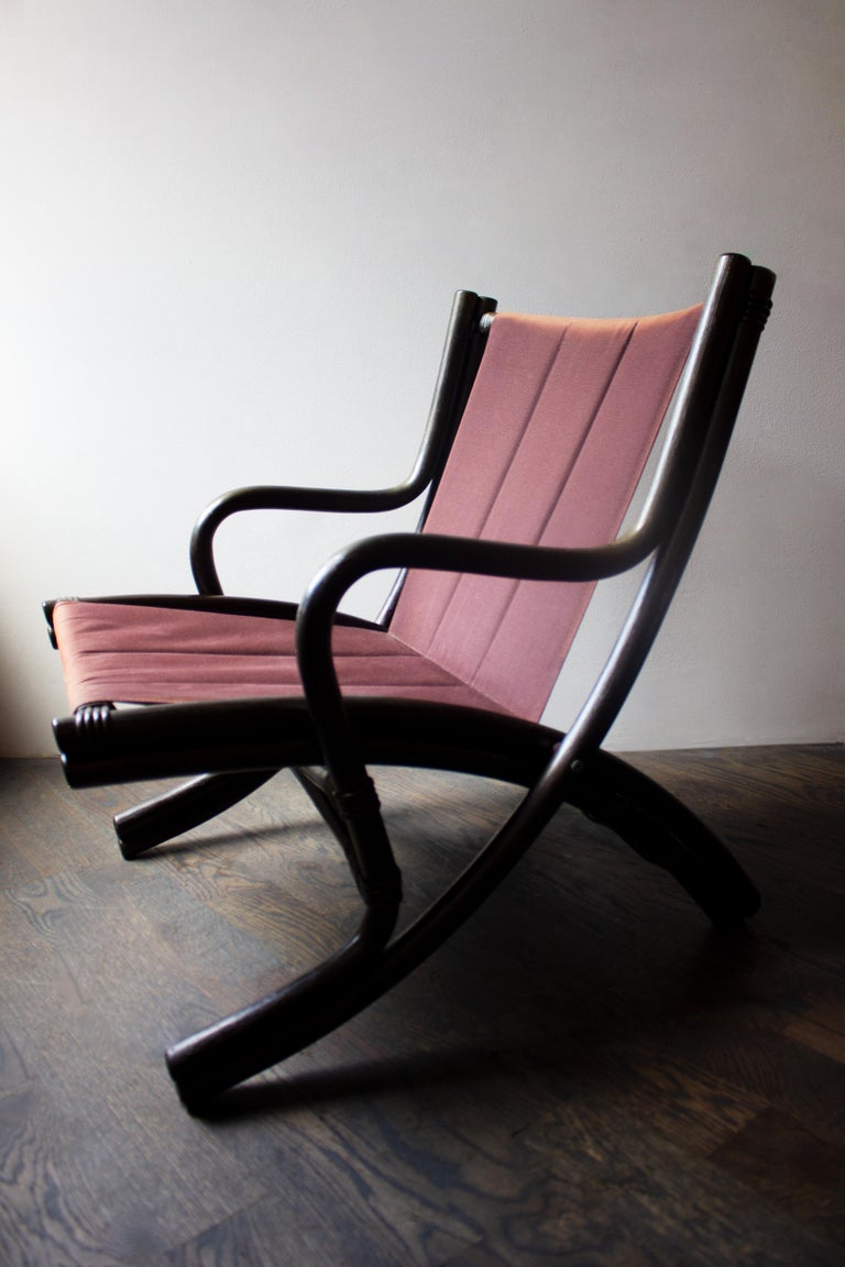 Canvas and Painted Bamboo Accent Chair For Sale at 1stDibs
