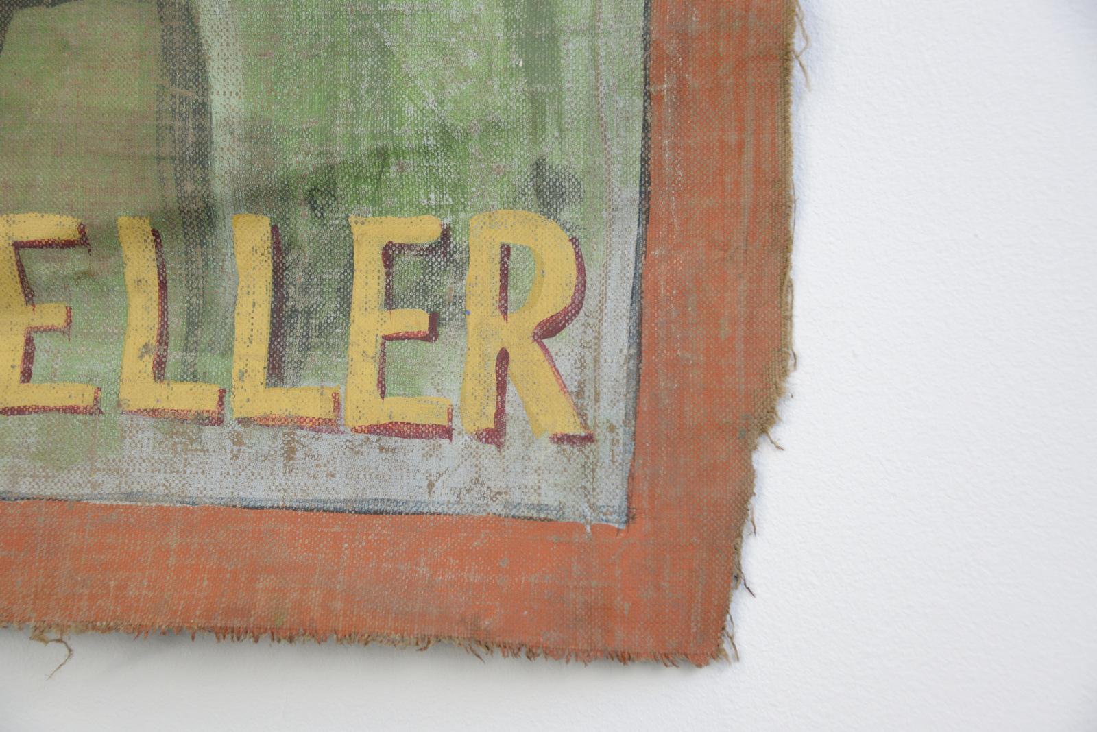 Folk Art Canvas Circus Banner Fortune Teller, circa 1950s