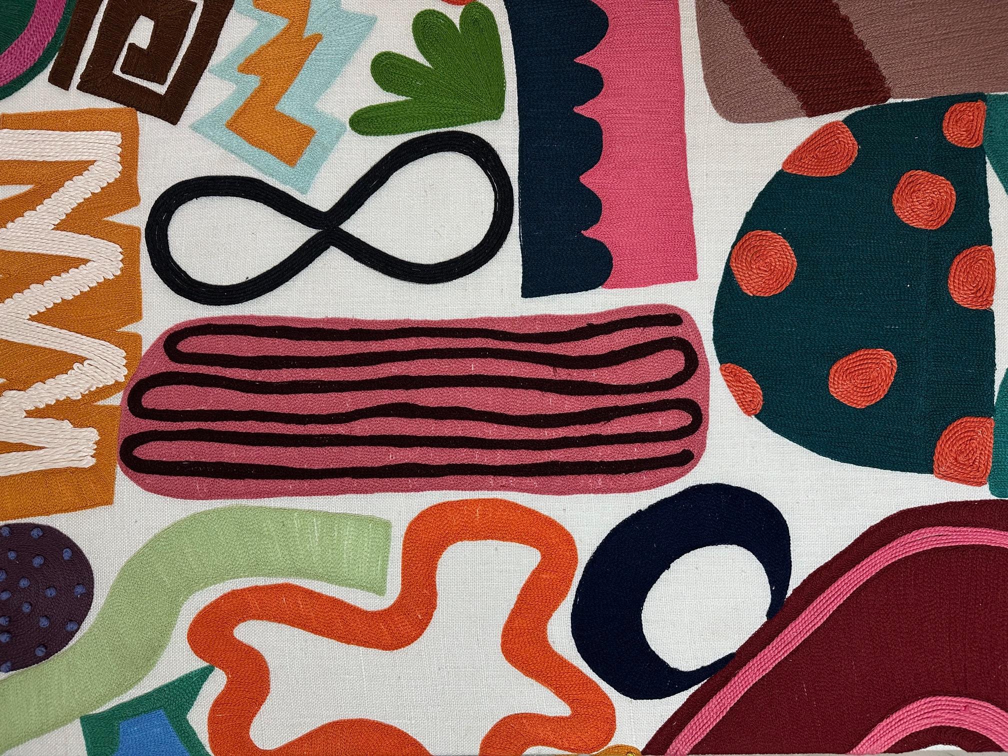 French Canvas Covered with a Fabric By Pierre Frey and Designed by Emily Jackson