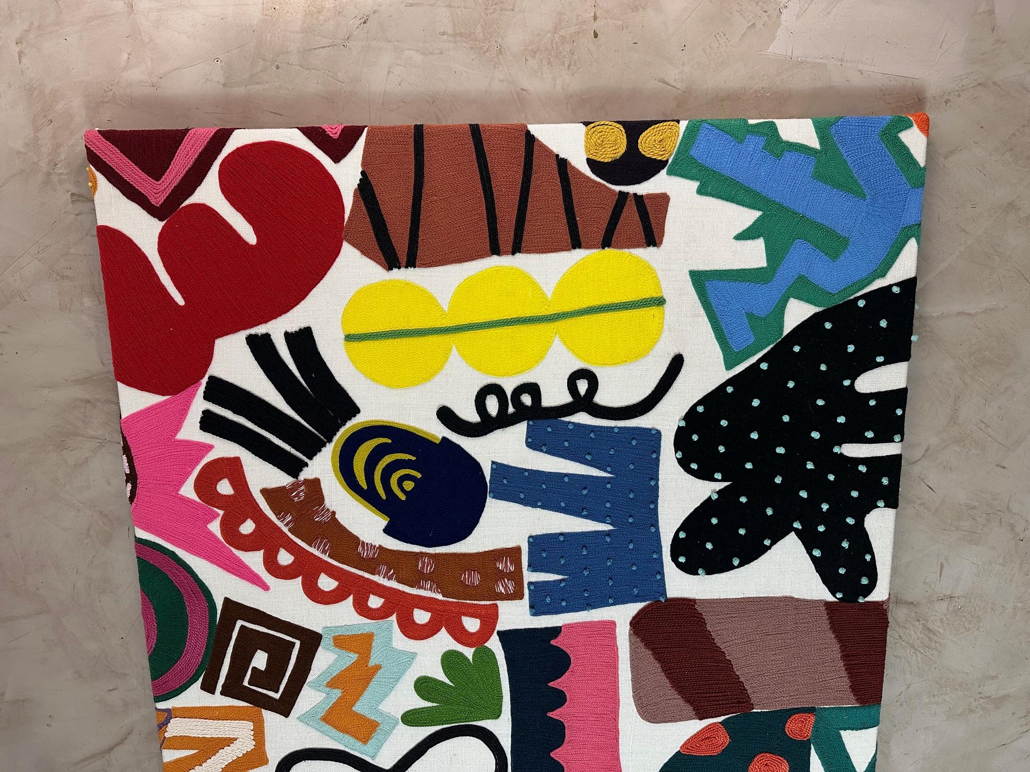 Contemporary Canvas Covered with a Fabric By Pierre Frey and Designed by Emily Jackson
