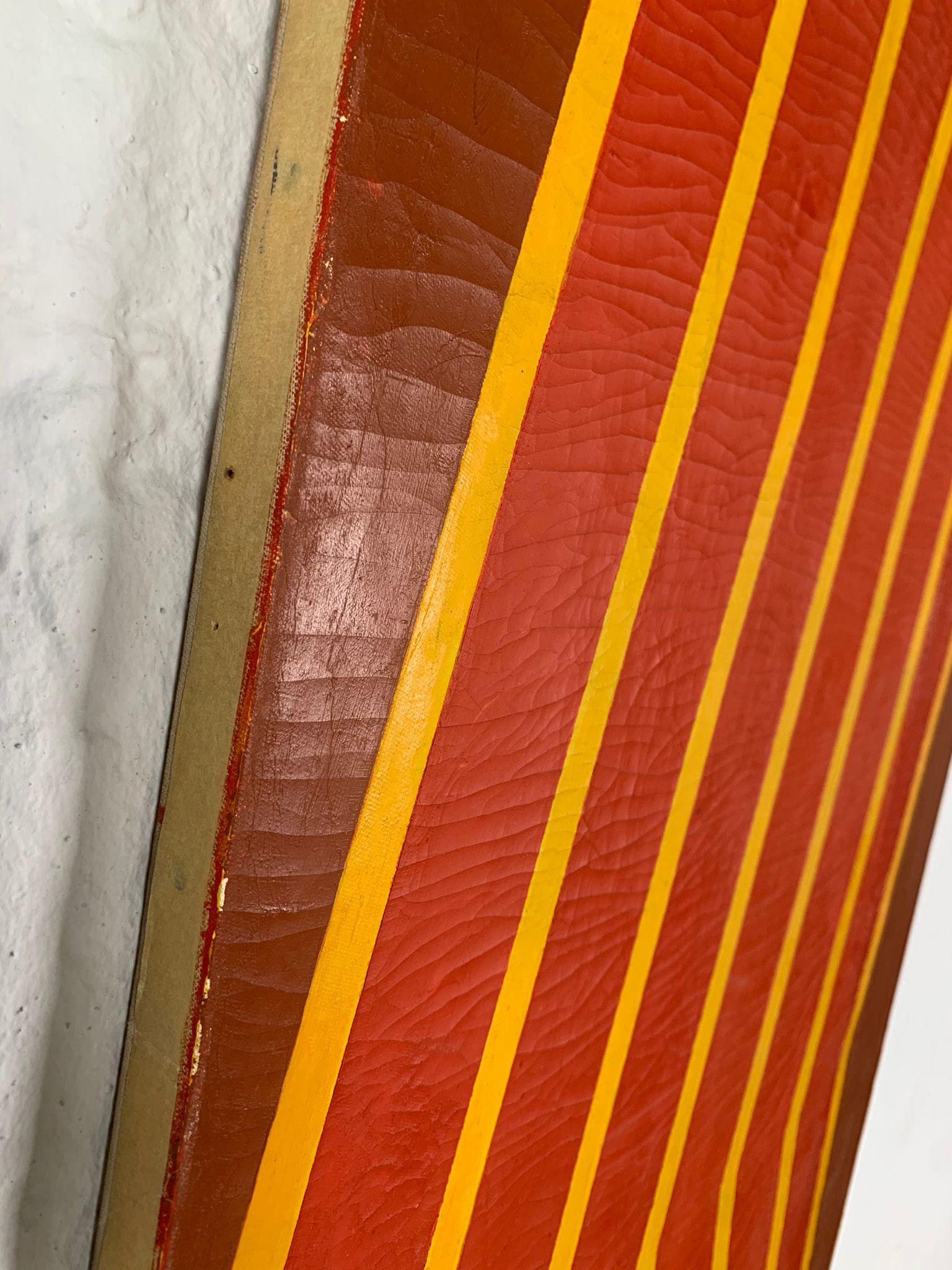 Mid-20th Century Canvas painting with geometric decoration, 1962 For Sale