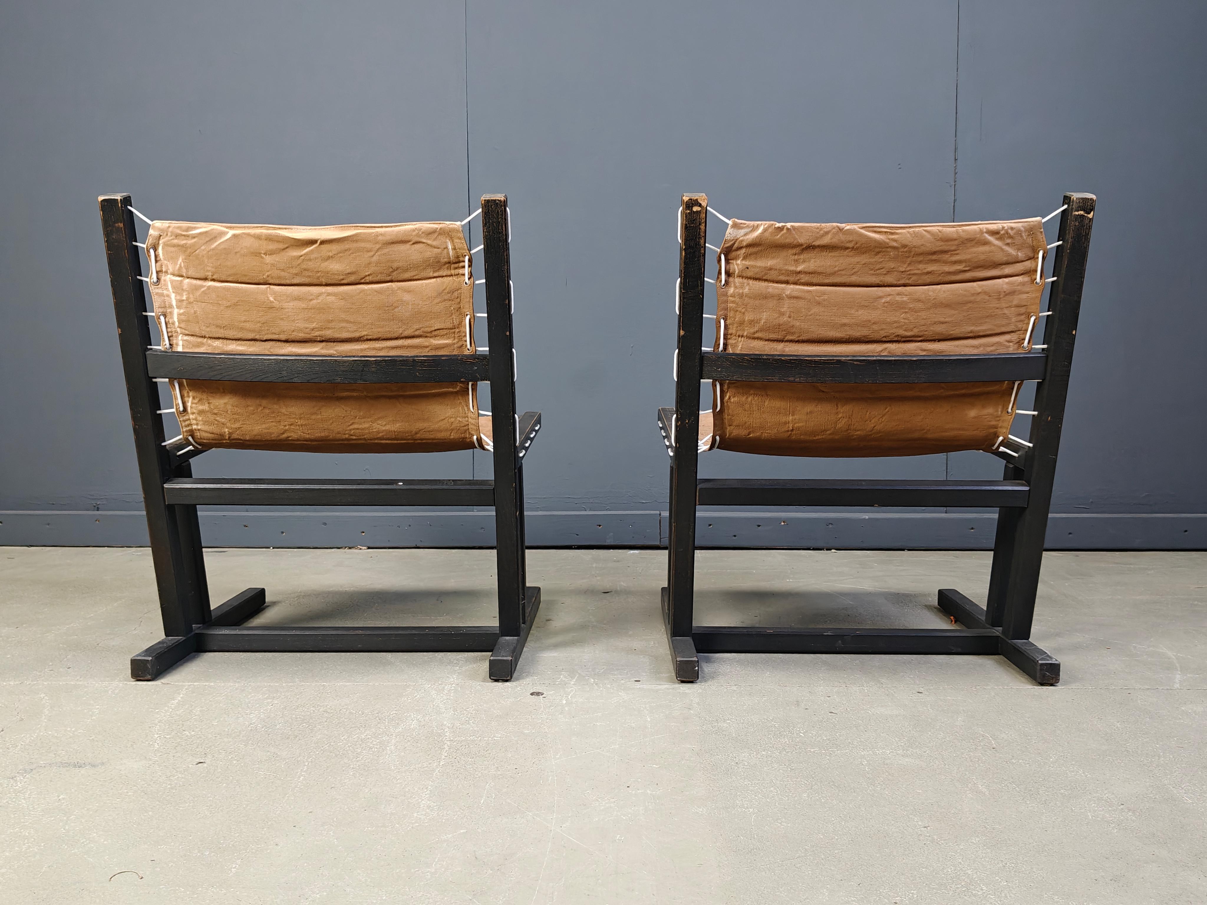 Late 20th Century Canvas & Rope lounge chairs from Casala, West Germany, 1970s, Set of 2 For Sale