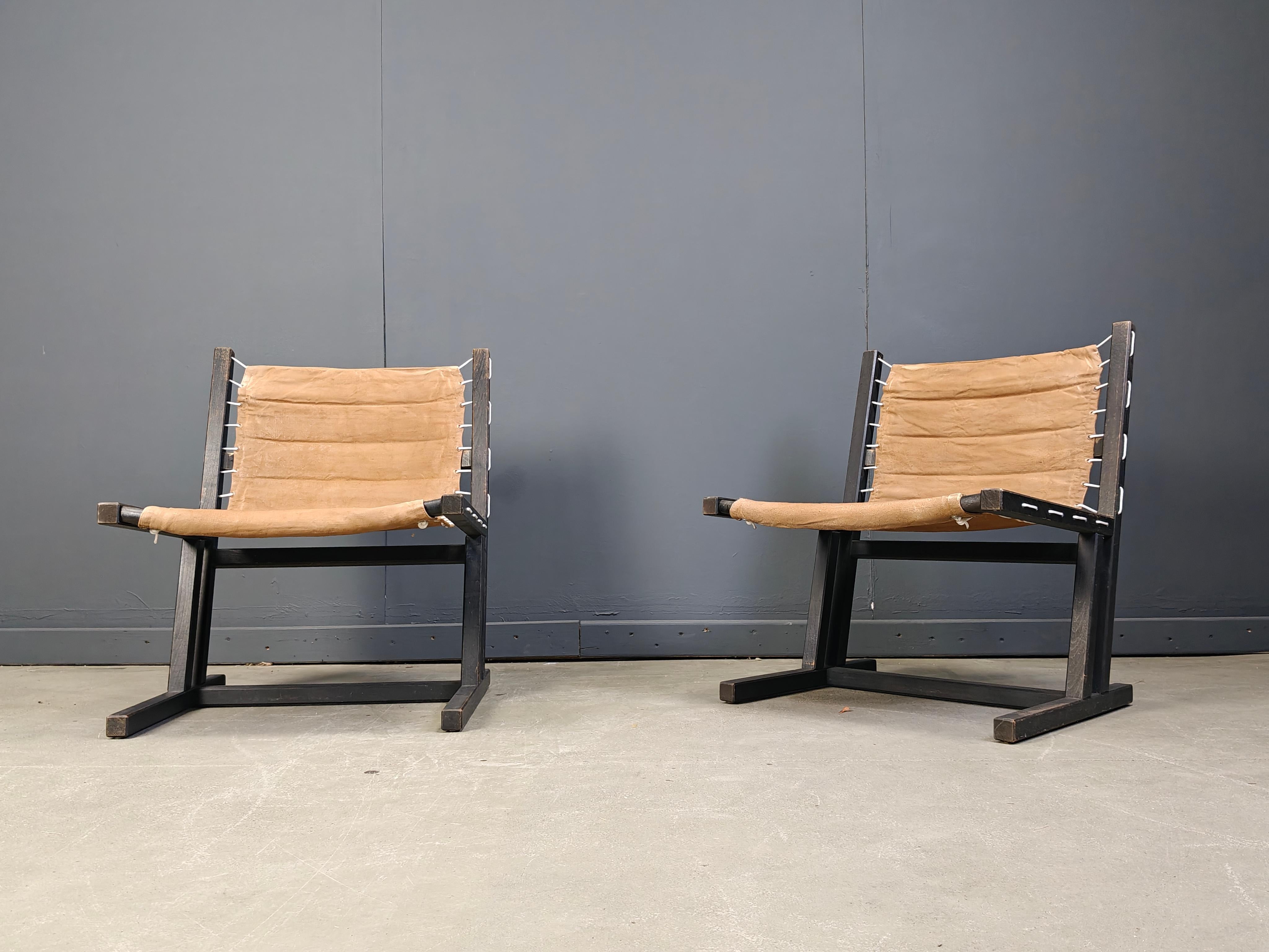 Canvas & Rope lounge chairs from Casala, West Germany, 1970s, Set of 2 For Sale 3
