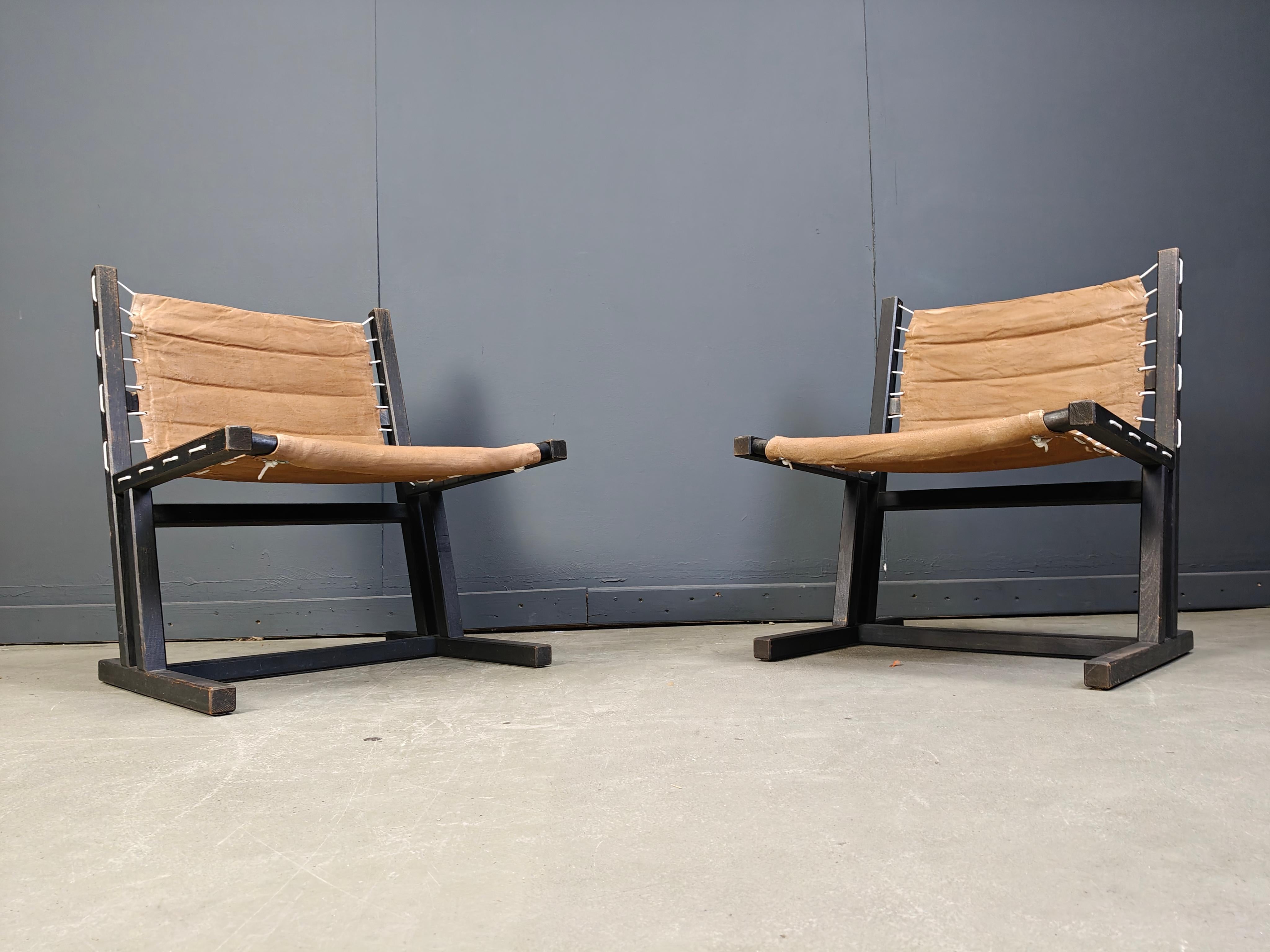 Canvas & Rope lounge chairs from Casala, West Germany, 1970s, Set of 2 For Sale 4