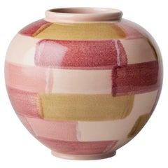 Vase en toile rose/marron, H : 7,9 po.