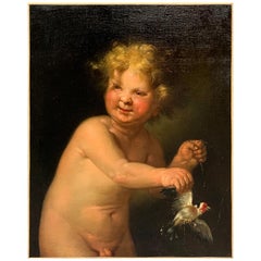 Canvases School of by Anton van Dyck, Portrait of a Child with Goldfinch