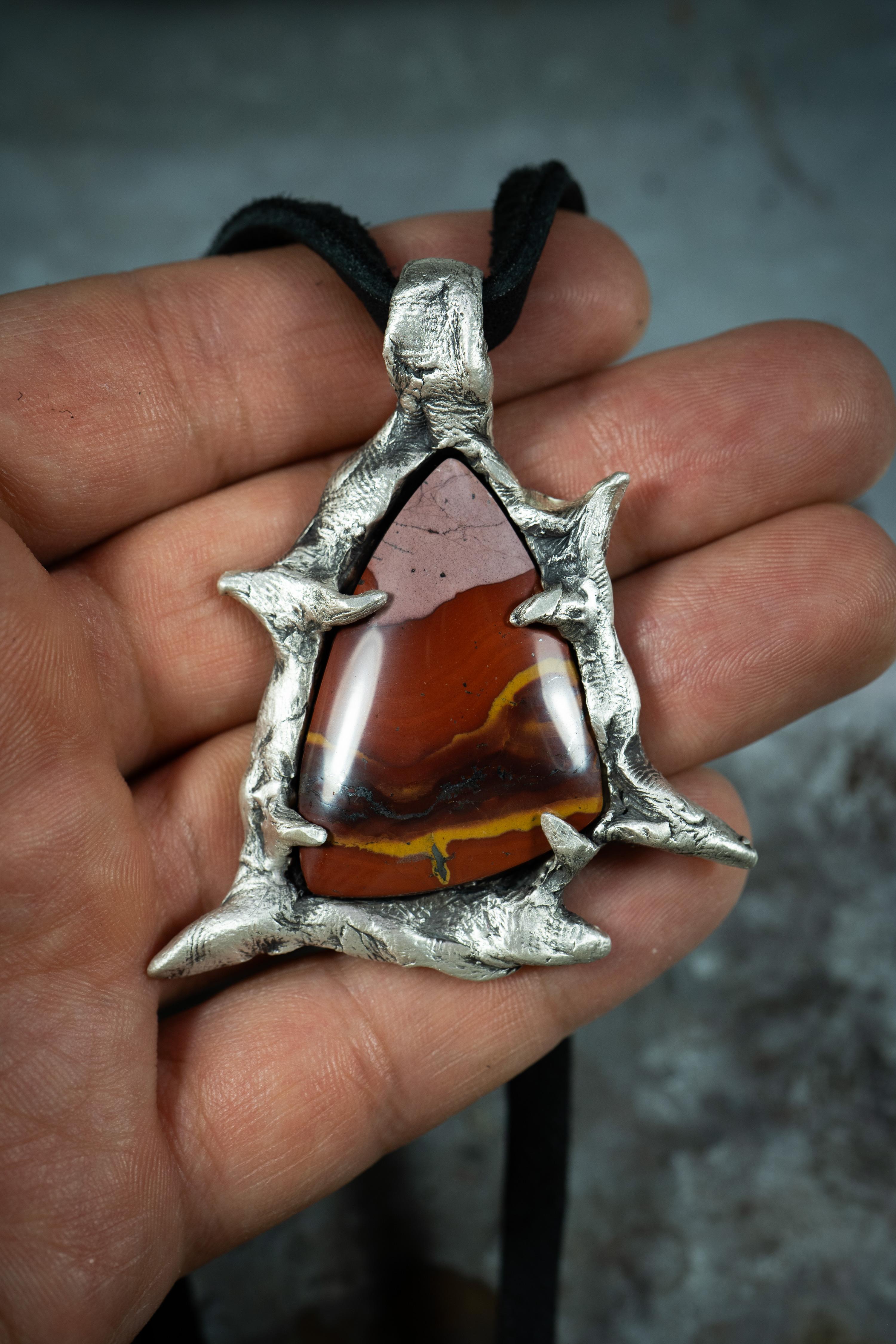 Contemporary Canyon and the Star (Jasper, Sterling Silver Pendant) by Ken Fury For Sale