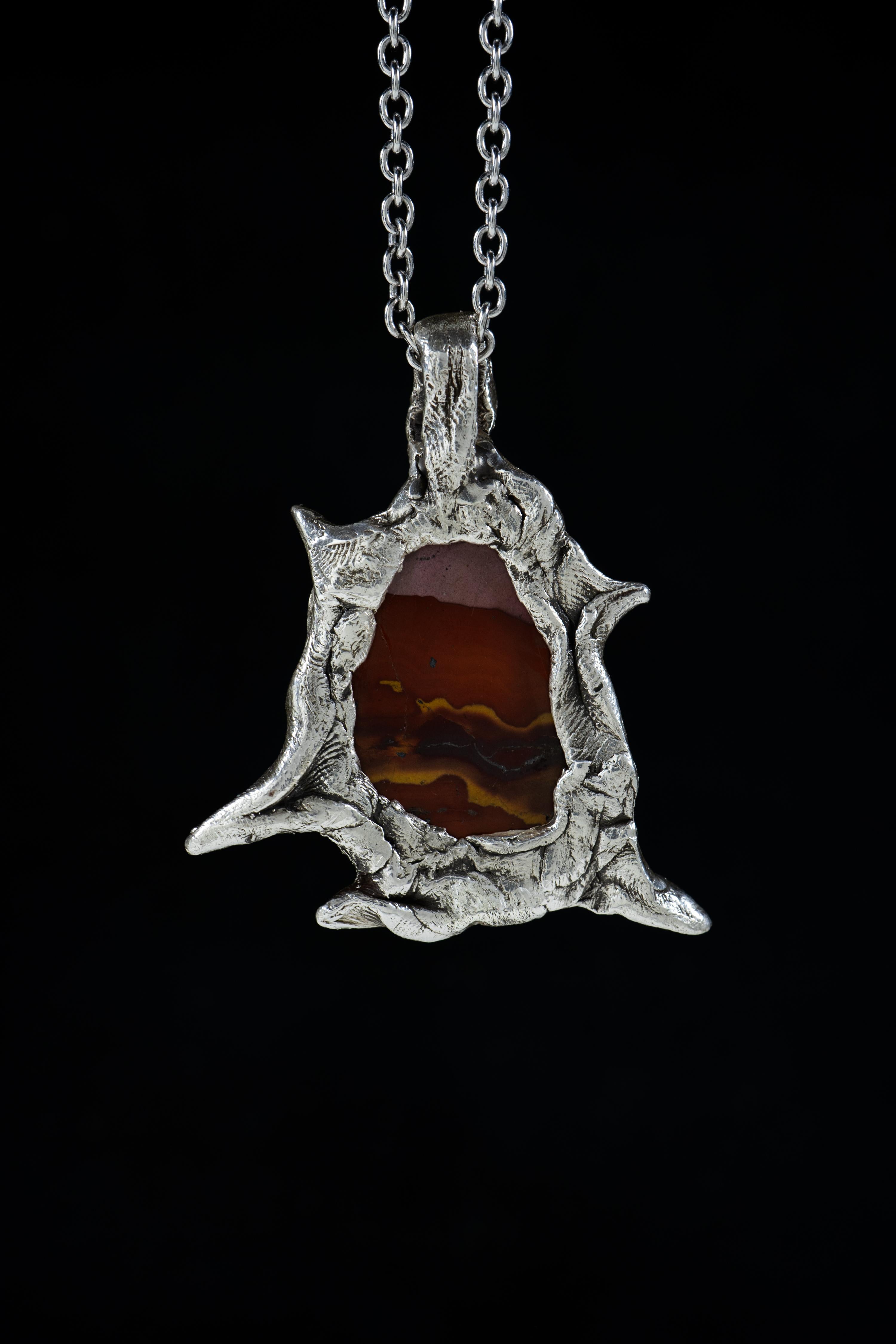 Cabochon Canyon and the Star (Jasper, Sterling Silver Pendant) by Ken Fury For Sale
