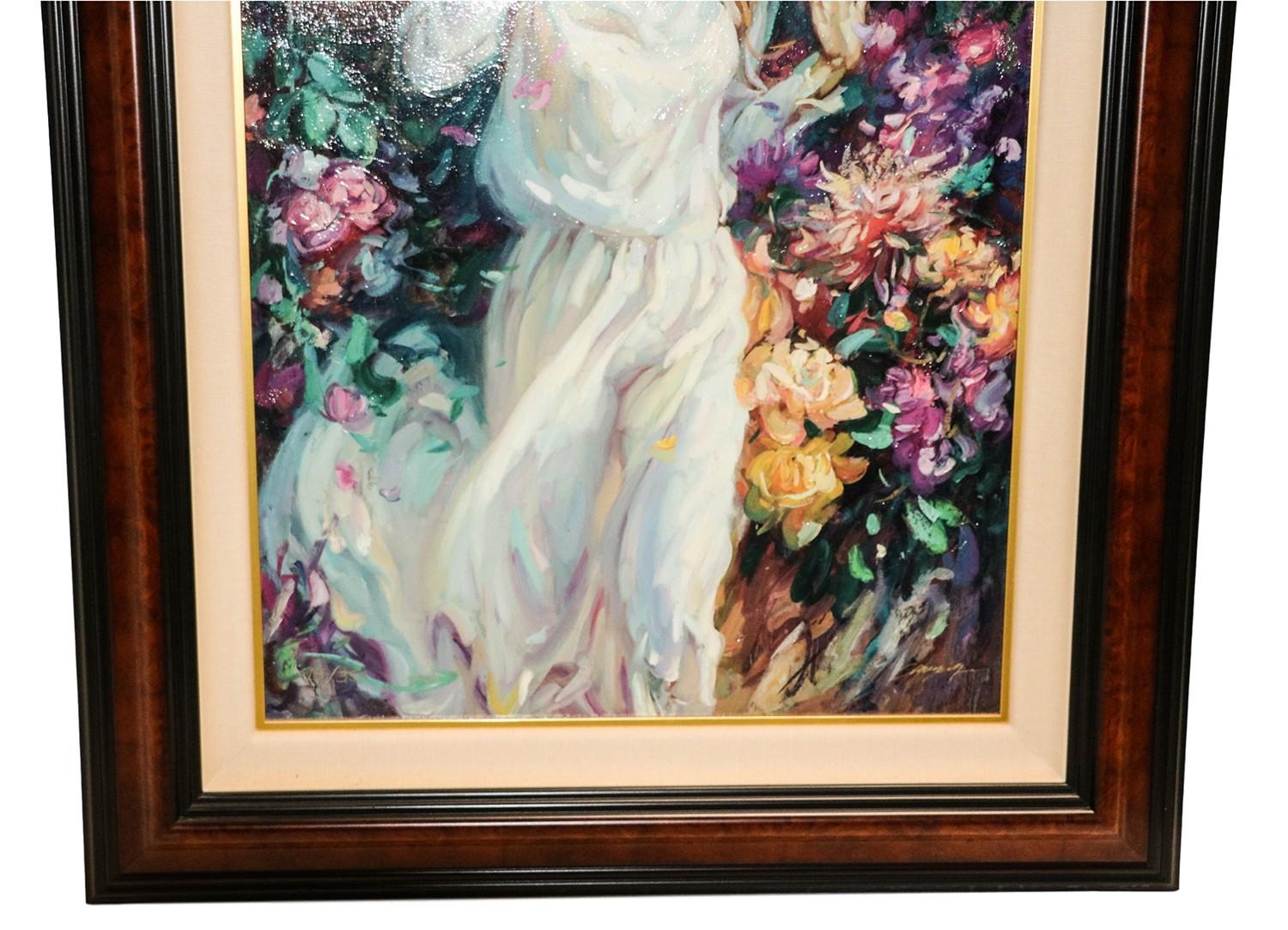 Cao Yong “Winds Of Love” Giclee on canvas Artist Proof Giclee on Canvas The Romantic Garden Series image size (31? tall x 18.5? wide) Limited edition of 350 signed and numbered. “Winds Of Love” is a limited edition produced by the artist comes with