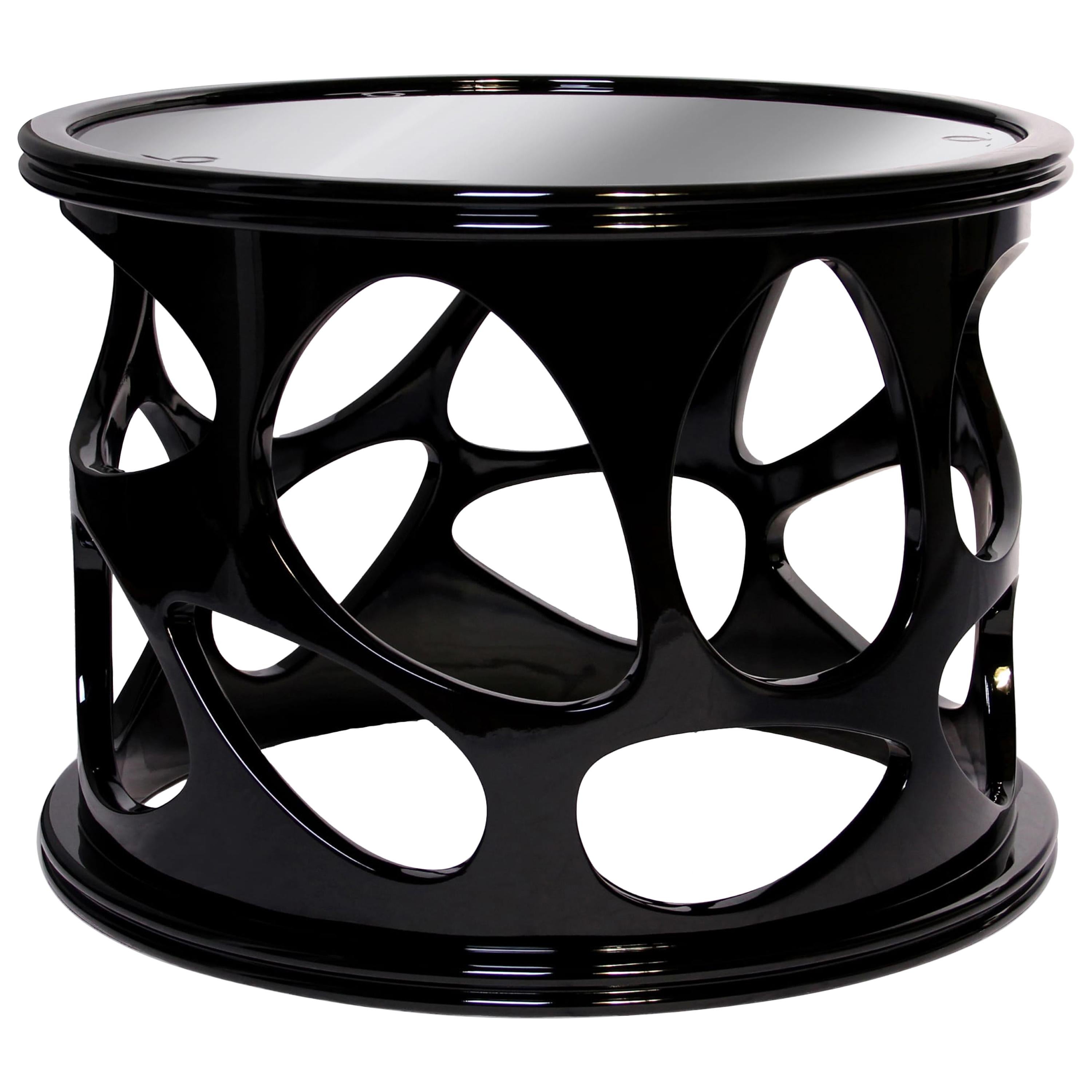 Caos Side Table in Black Lacquer Gloss For Sale