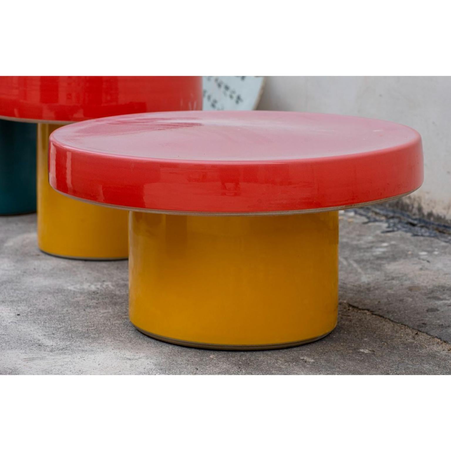 Glazed Cap Bistro Table by WL Ceramics For Sale