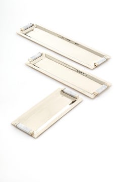 Vassoio Capa grande e stretto, Alpaca Silver e Marmo Grigio