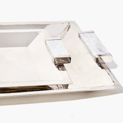 Capa Medium Rectangular Tray, Alpaca Silver & Gray Marble
