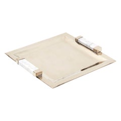 Capa Mini Large Square Tray, Alpaca Silver & Gray Marble