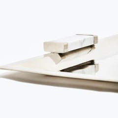 CAPA Bandeja cuadrada pequeña, plata alpaca y mármol gris