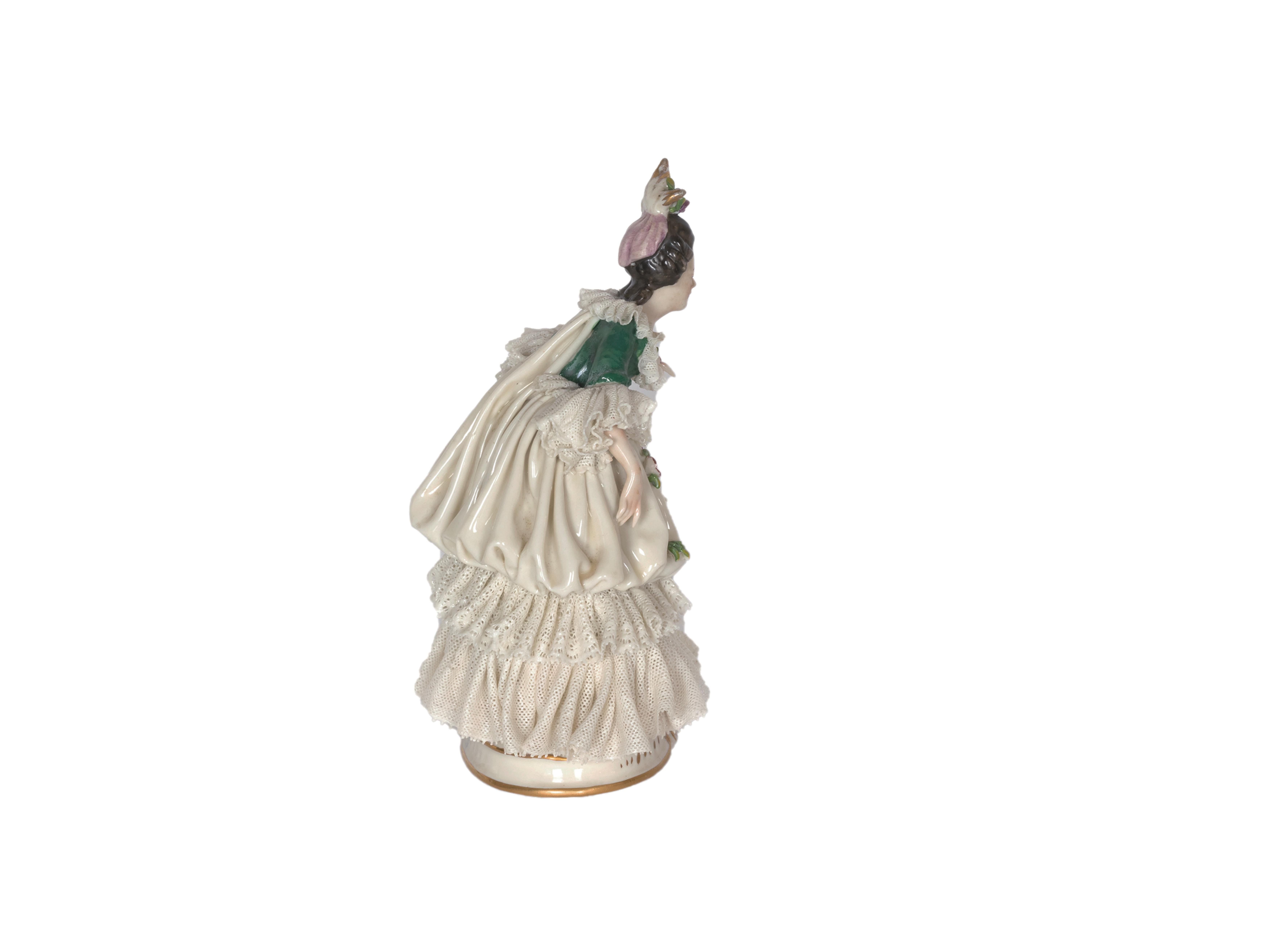 Baroque Capadimonte Porcelain Figure, Lady With Roses, 20th Century For Sale