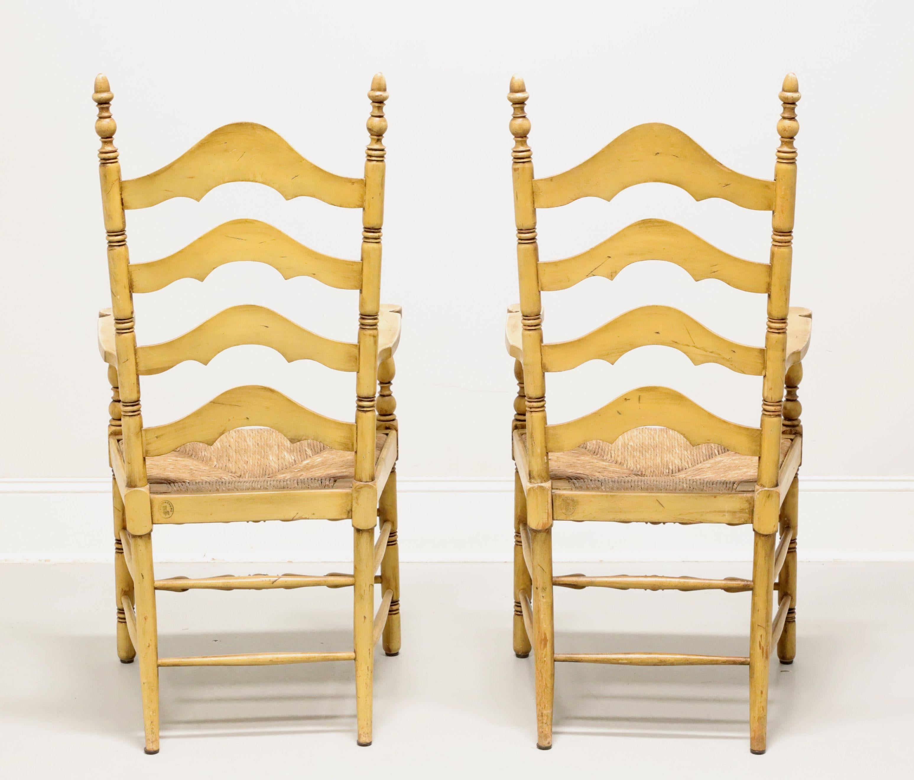 CAPE ANN CHAIRS Maple Ladder Back Dining Armchairs with Rush Seats - Pair In Good Condition For Sale In Charlotte, NC