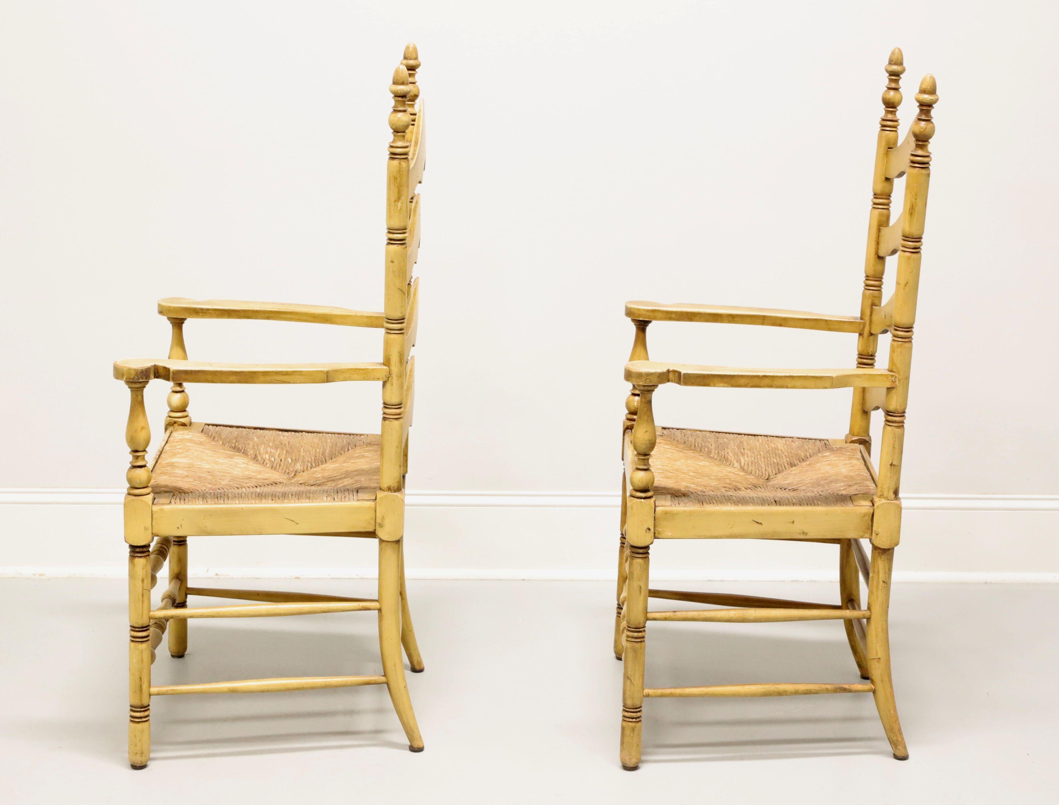20th Century CAPE ANN CHAIRS Maple Ladder Back Dining Armchairs with Rush Seats - Pair For Sale