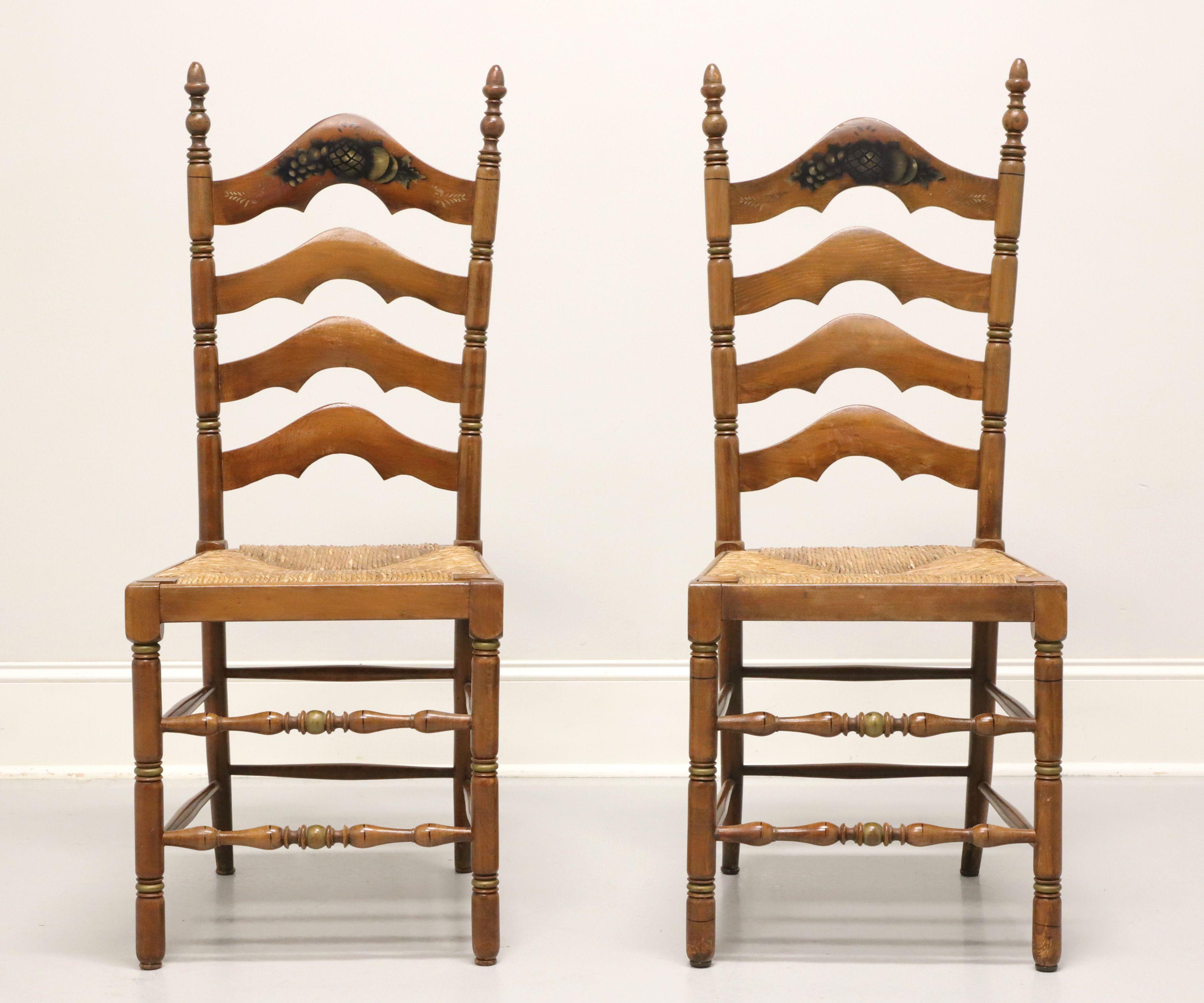 Rustic CAPE ANN CHAIRS Maple Ladder Back Dining Side Chairs with Rush Seats - Pair A For Sale
