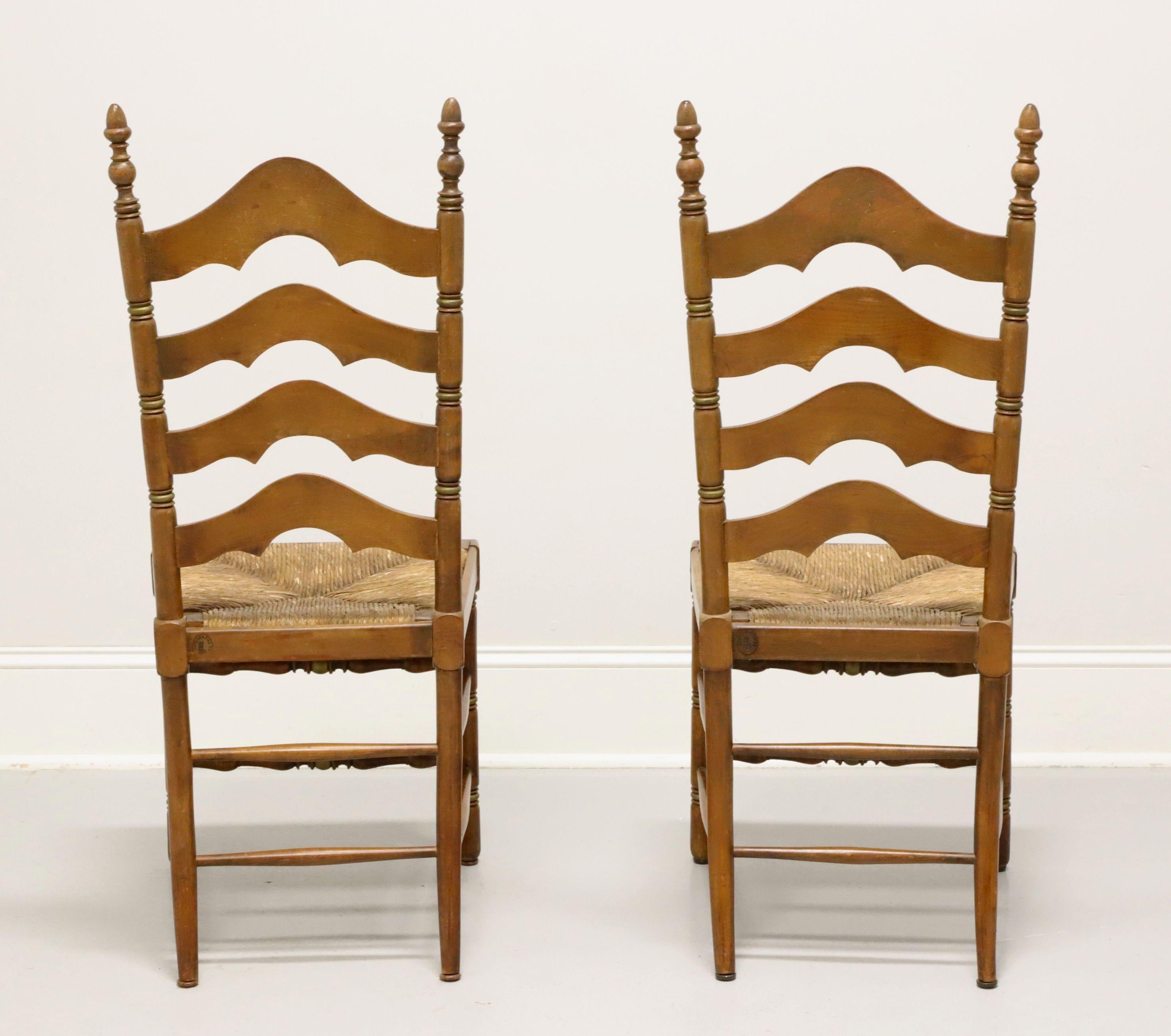 CAPE ANN CHAIRS Maple Ladder Back Dining Side Chairs with Rush Seats - Pair A In Good Condition For Sale In Charlotte, NC