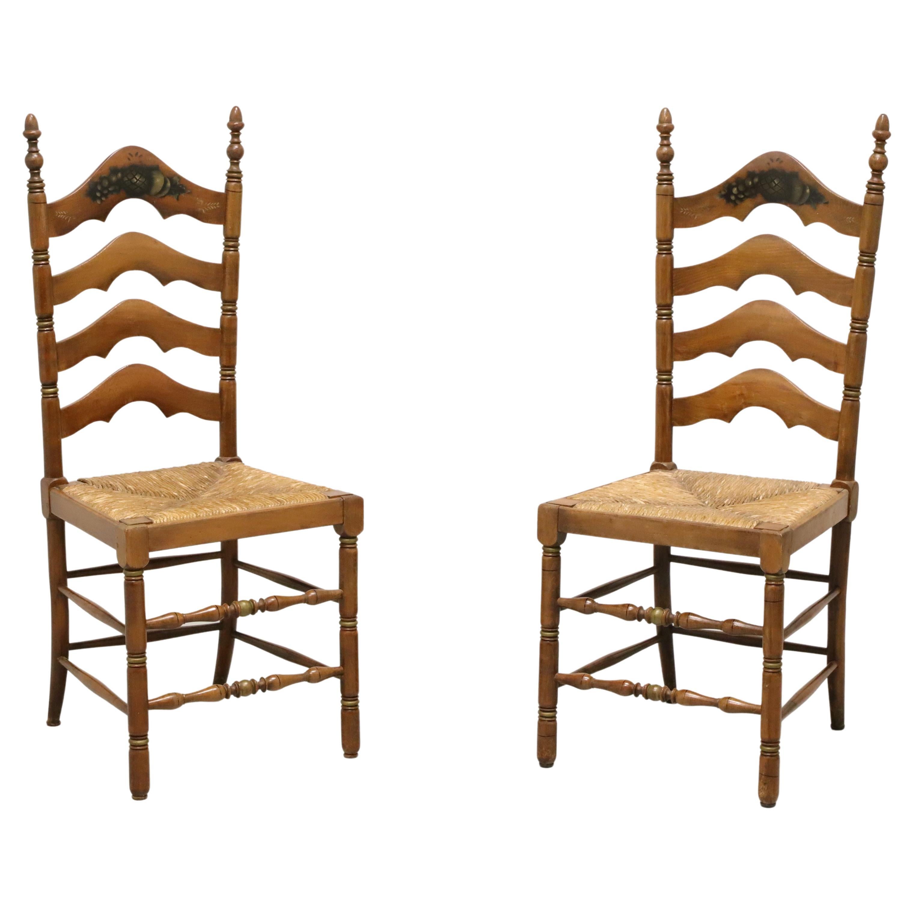CAPE ANN CHAIRS Maple Ladder Back Dining Side Chairs with Rush Seats - Pair A