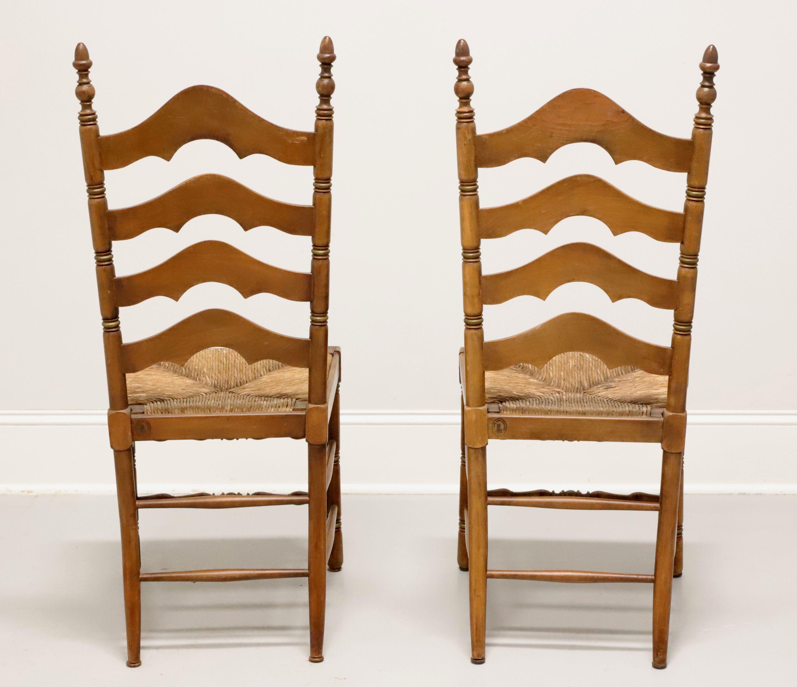 American CAPE ANN CHAIRS Maple Ladder Back Dining Side Chairs with Rush Seats - Pair B For Sale