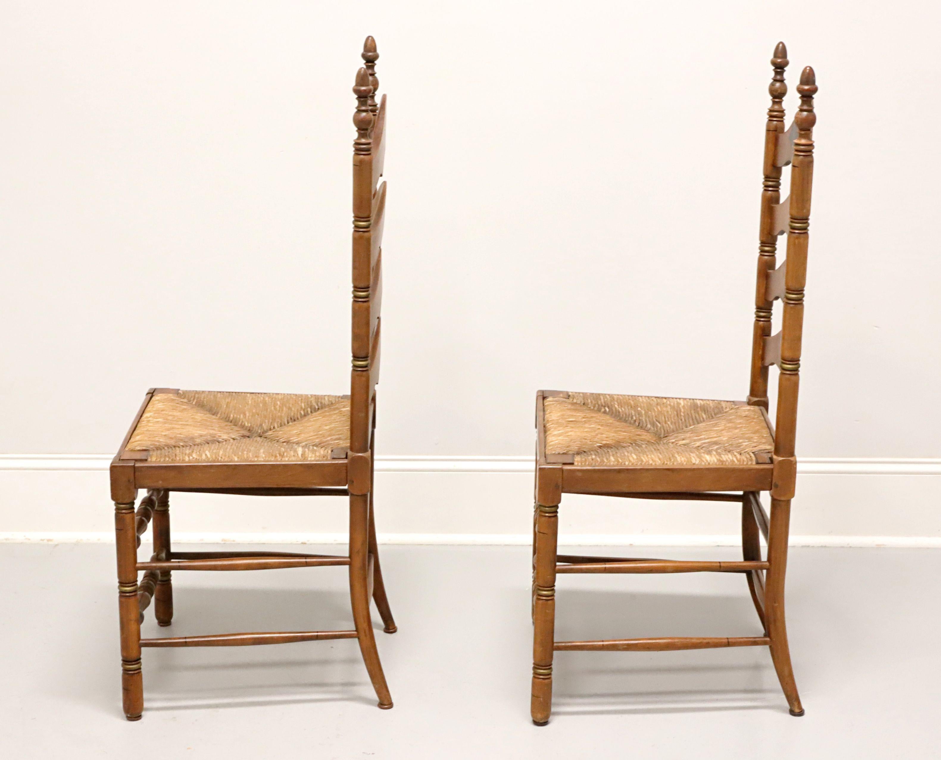 American CAPE ANN CHAIRS Maple Ladder Back Dining Side Chairs with Rush Seats - Pair B For Sale