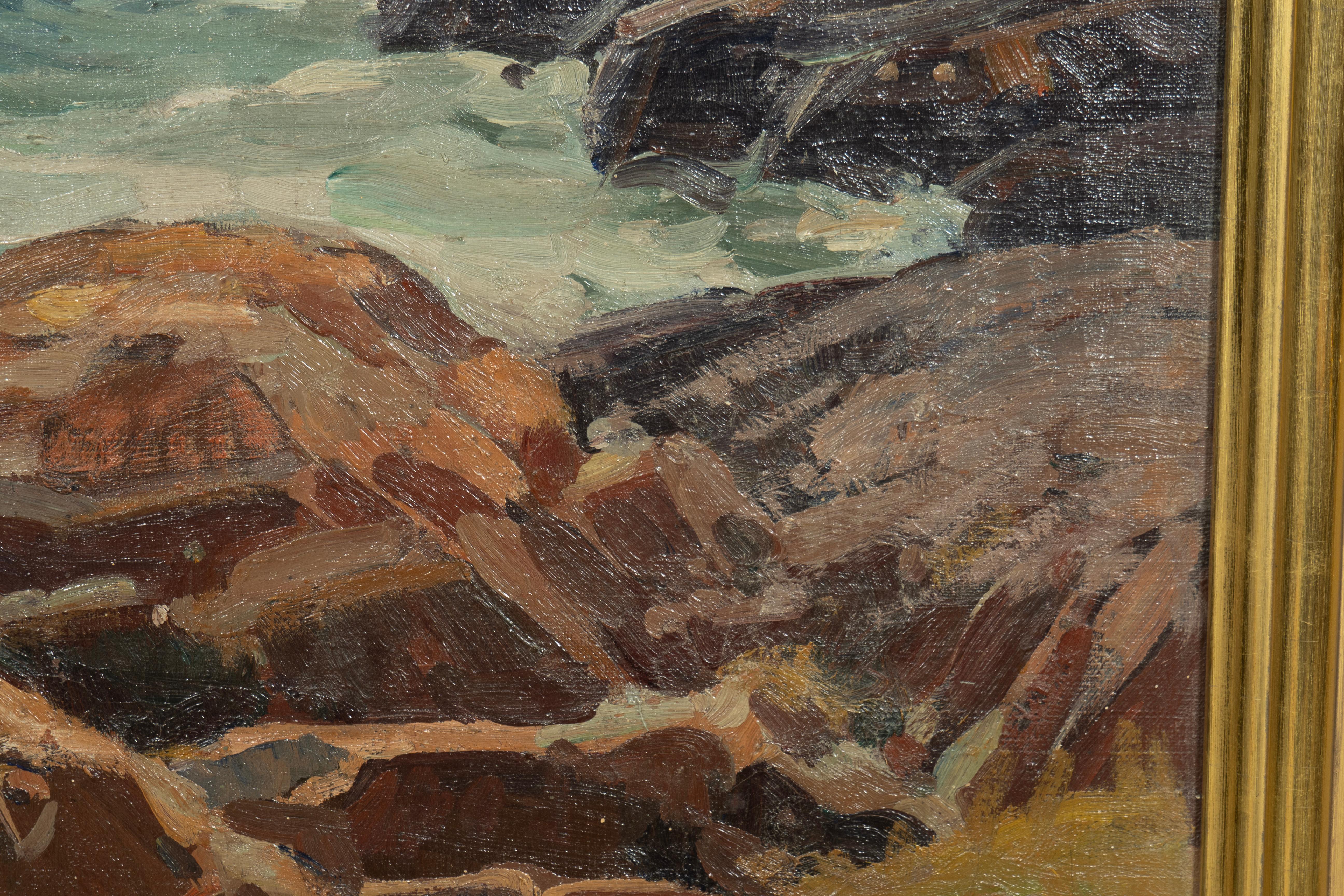 Mid-20th Century Cape Ann Oil On Canvas Painting By Lester Stevens For Sale