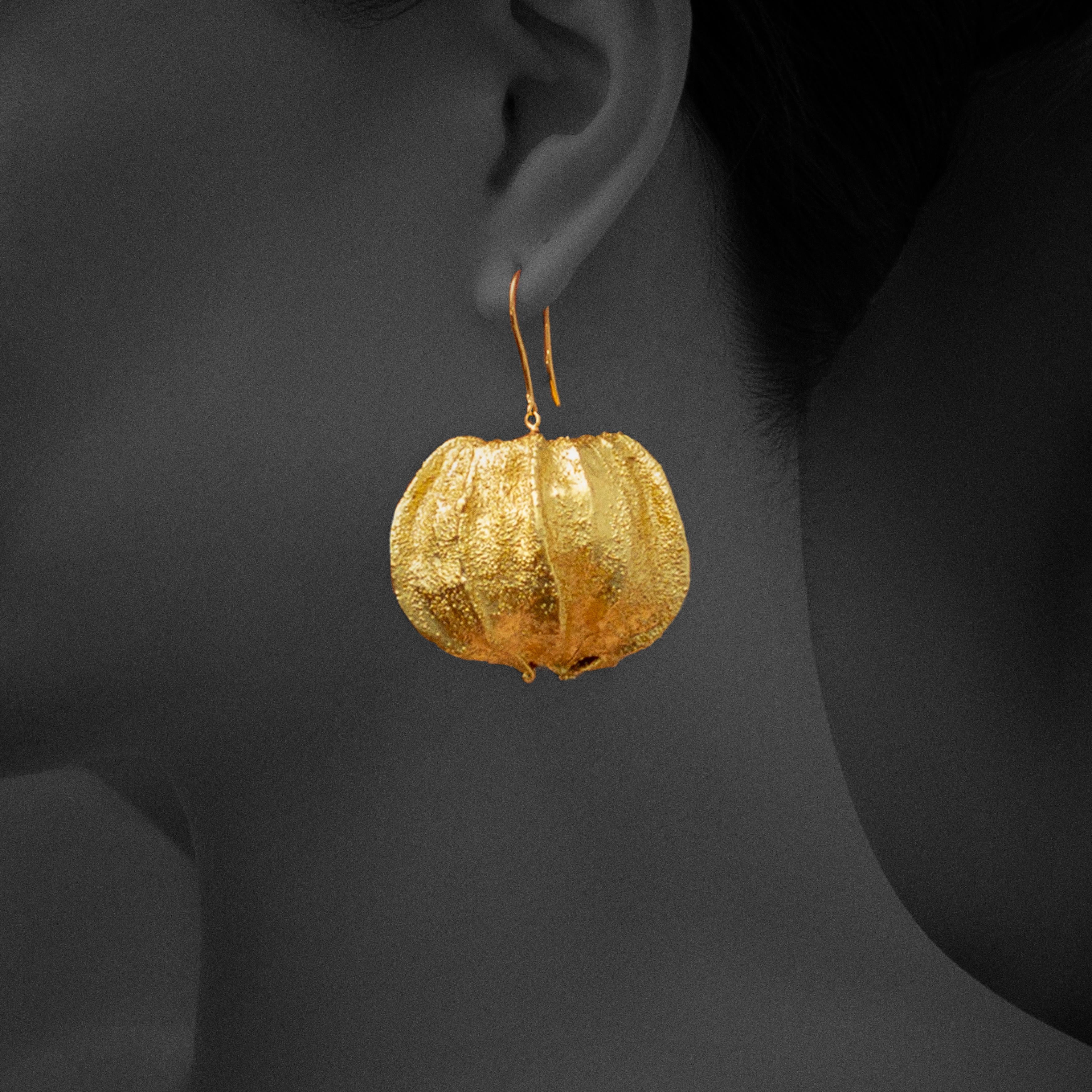 We use the cover of the goose berry and covers it with 24k pure gold paper to design these beautiful & light weight earrings.

The hooks are 9K gold.

PRODUCT CARE
Being made of natural materials, this product requires a good care in usage. 

Note :
