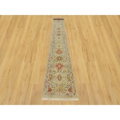 Cape Honey Beige Hand Knotted Vibrant Colors Pure Wool Runner Rug 2'7" x 19'10"