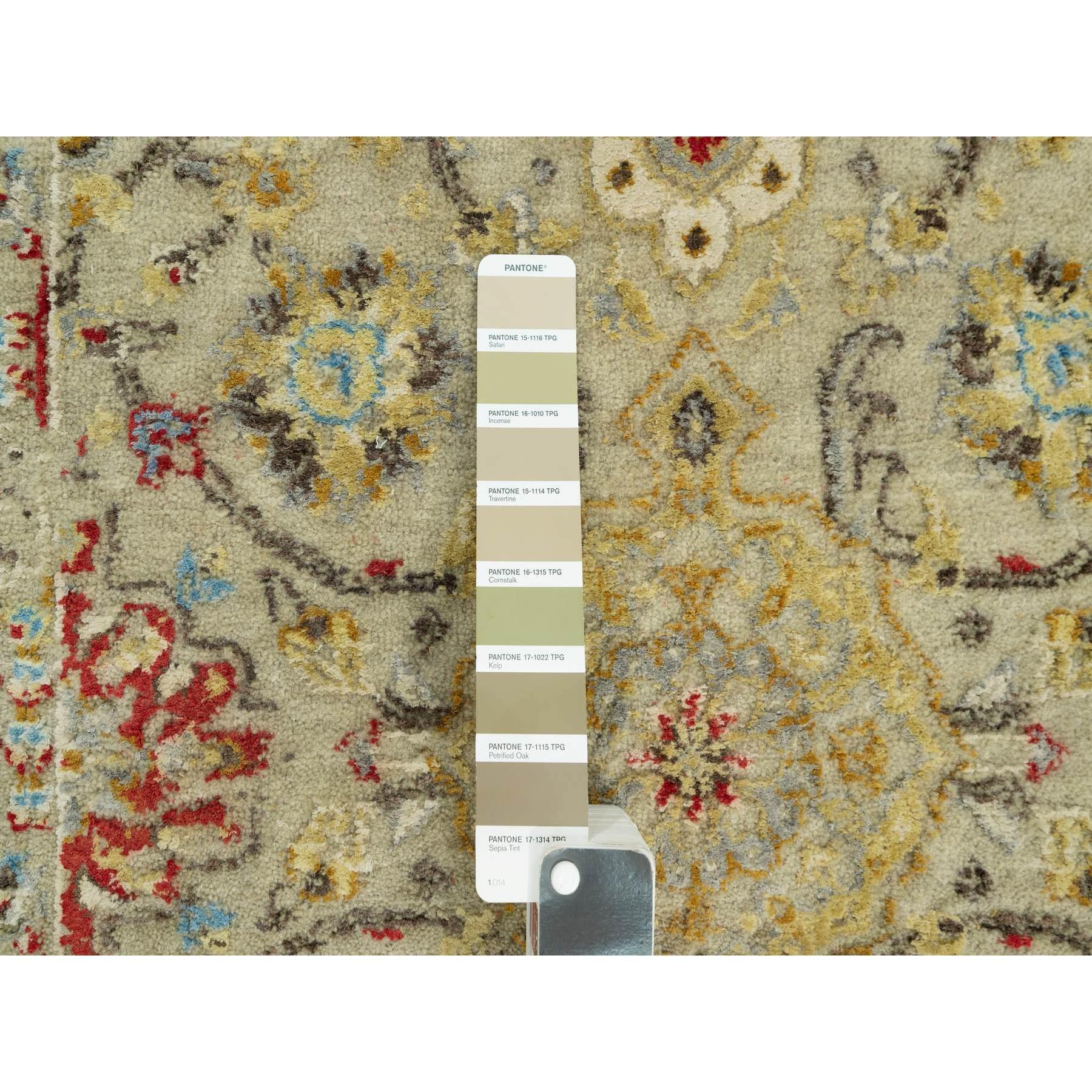 Indian Cape Honey Beige Hand Knotted Vibrant Colors Pure Wool Runner Rug 2'7