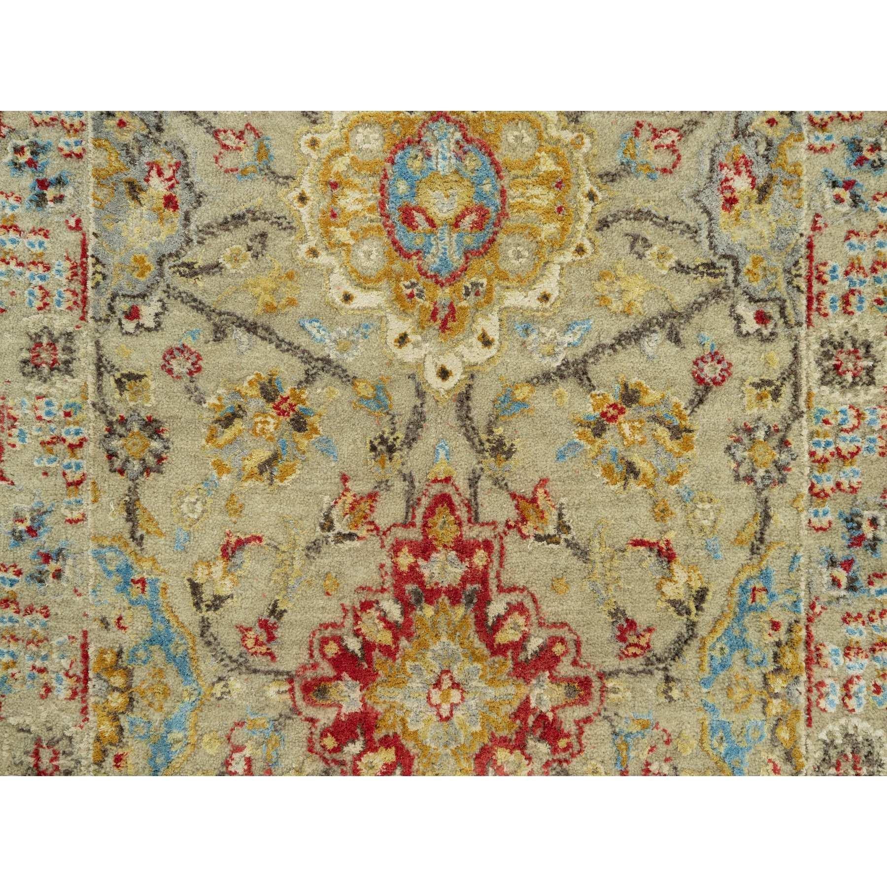 Hand-Knotted Cape Honey Beige Hand Knotted Vibrant Colors Pure Wool Runner Rug 2'7
