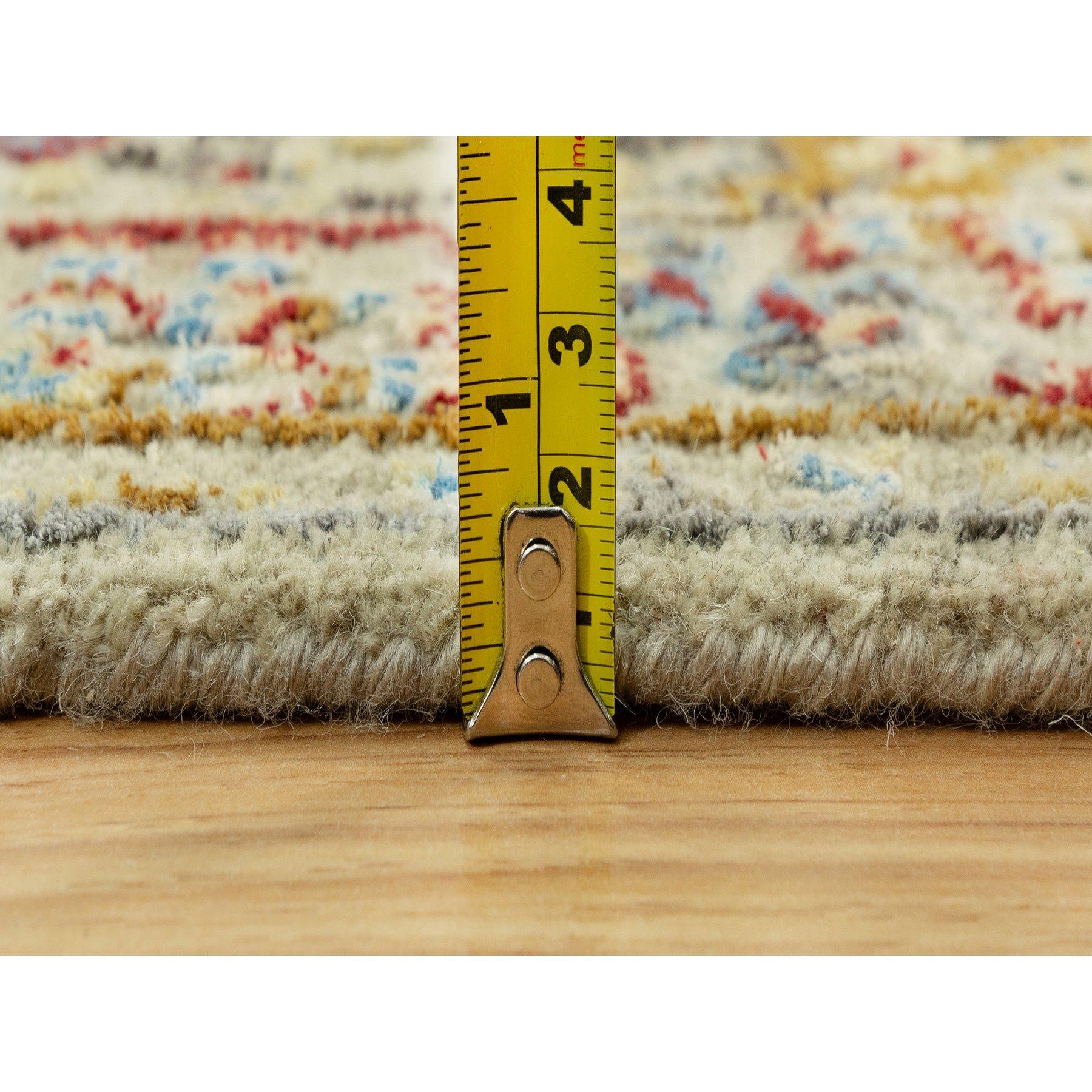 Contemporary Cape Honey Beige Hand Knotted Vibrant Colors Pure Wool Runner Rug 2'7