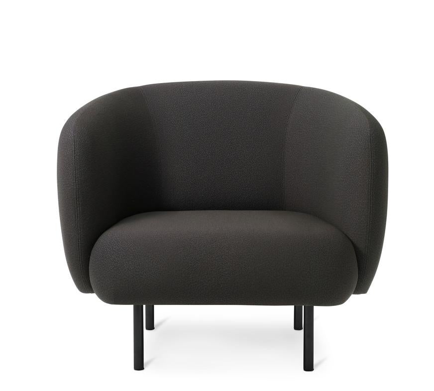 Cape lounge chair Sprinkles Mocca by Warm Nordic
Dimensions: D 90 x W 82 x H 80 cm
Material: Textile upholstery, Wooden frame, Powder coated black steel legs
Weight: 34.5 kg
Also available in different colours and finishes.

An elegant
