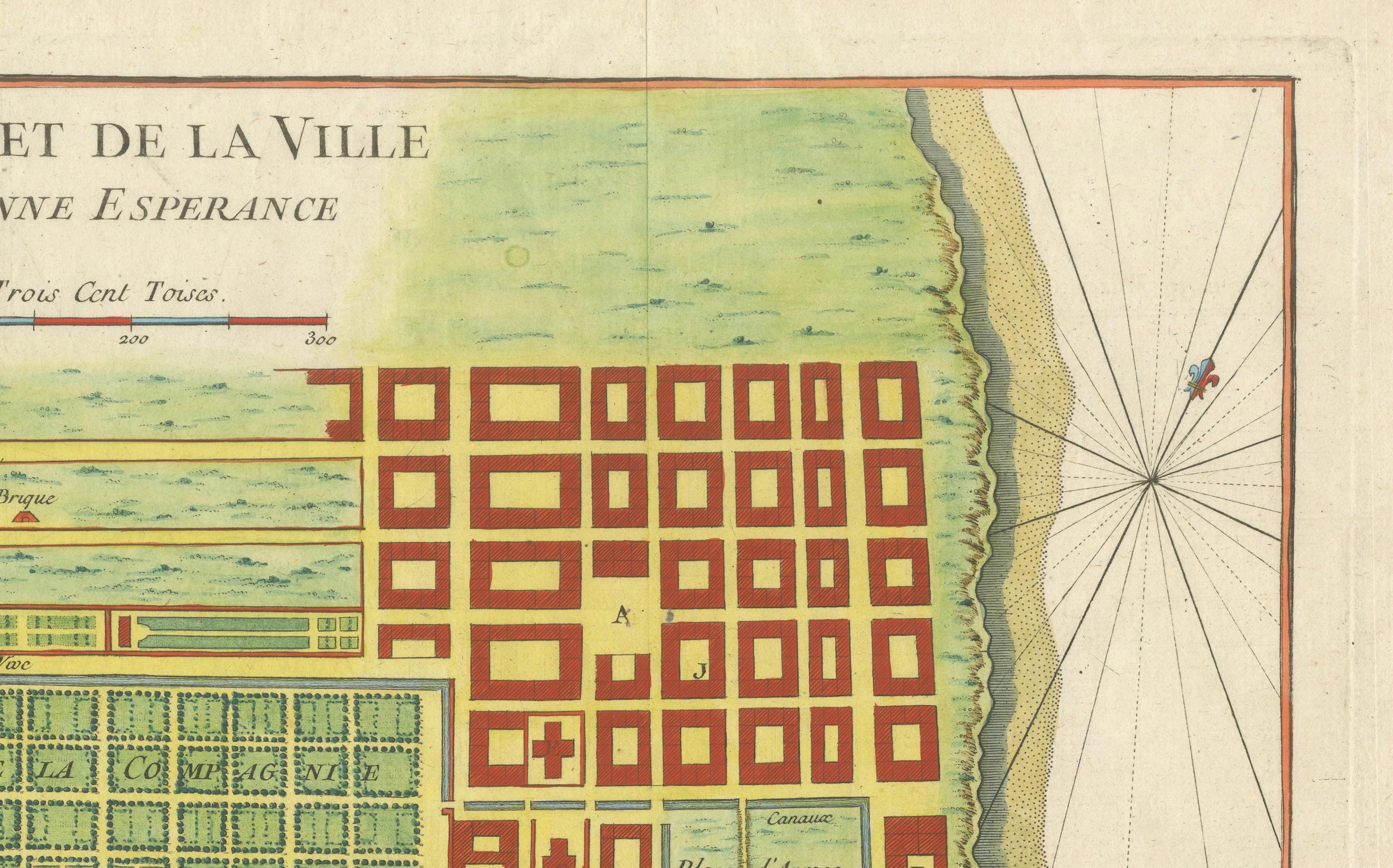 Cape of Good Hope – Fort and City Plan, French Colonial Map, c.1765