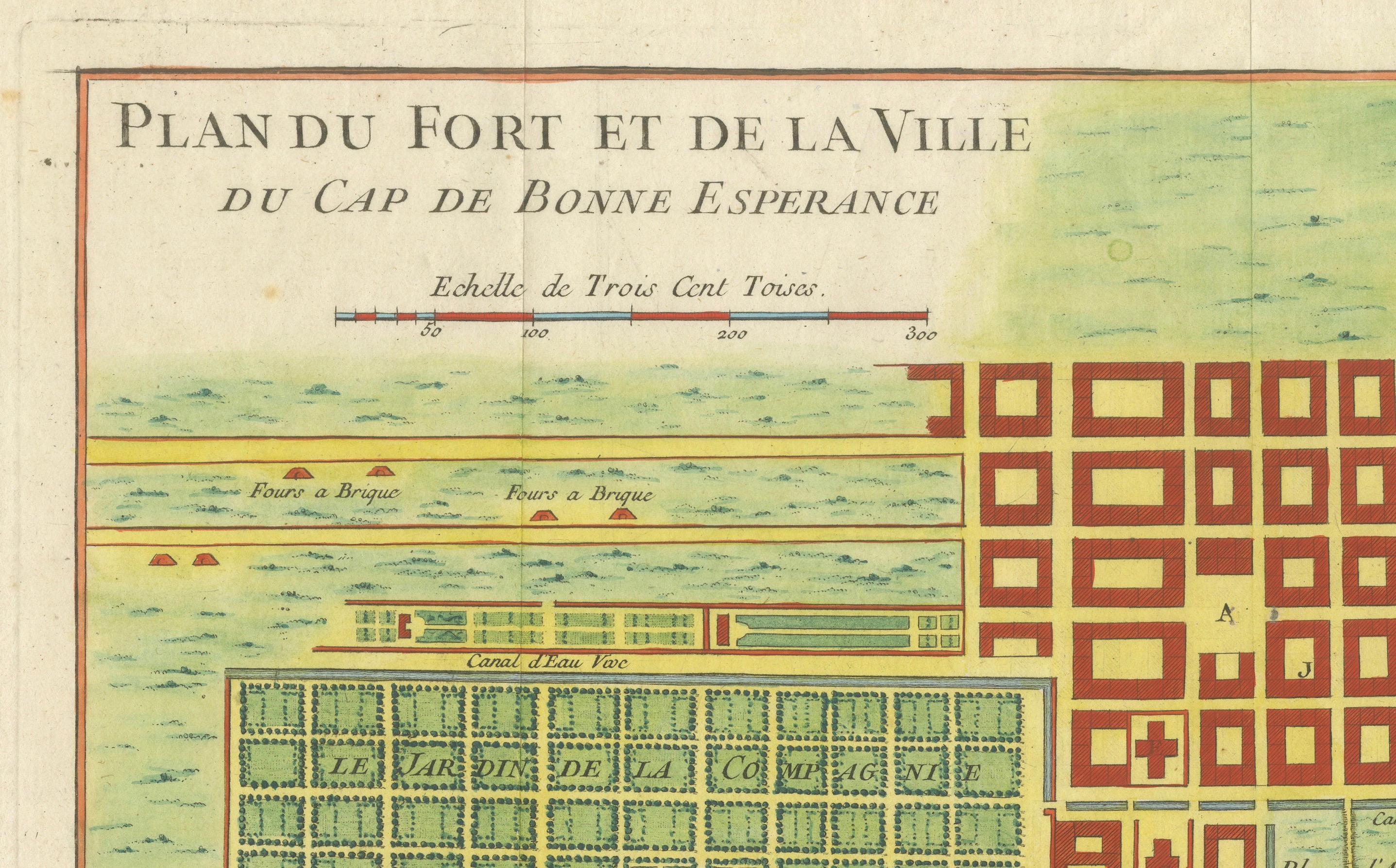 Cape of Good Hope – Fort and City Plan, French Colonial Map, c.1765