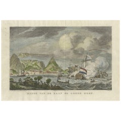 Cape of Good Hope & Table Bay – Dutch Ships at Anchor, 1777 Engraving
