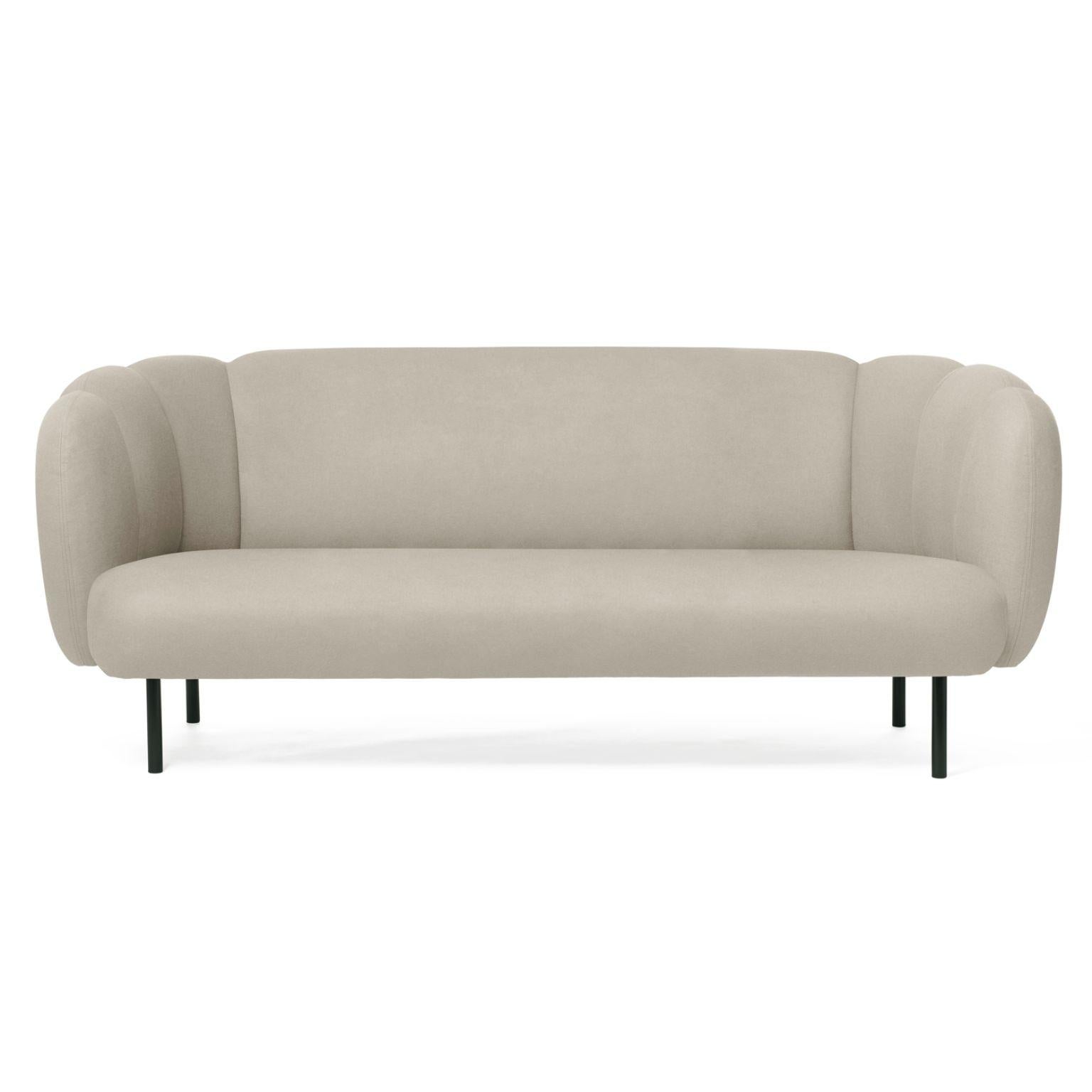 Caper 3 seater with stitches pearl grey by Warm Nordic
Dimensions: D200 x W84 x H 80 cm
Material: Textile upholstery, Wooden frame, Powder coated black steel legs.
Weight: 55.5 kg
Also available in different colours and finishes. 

An elegant