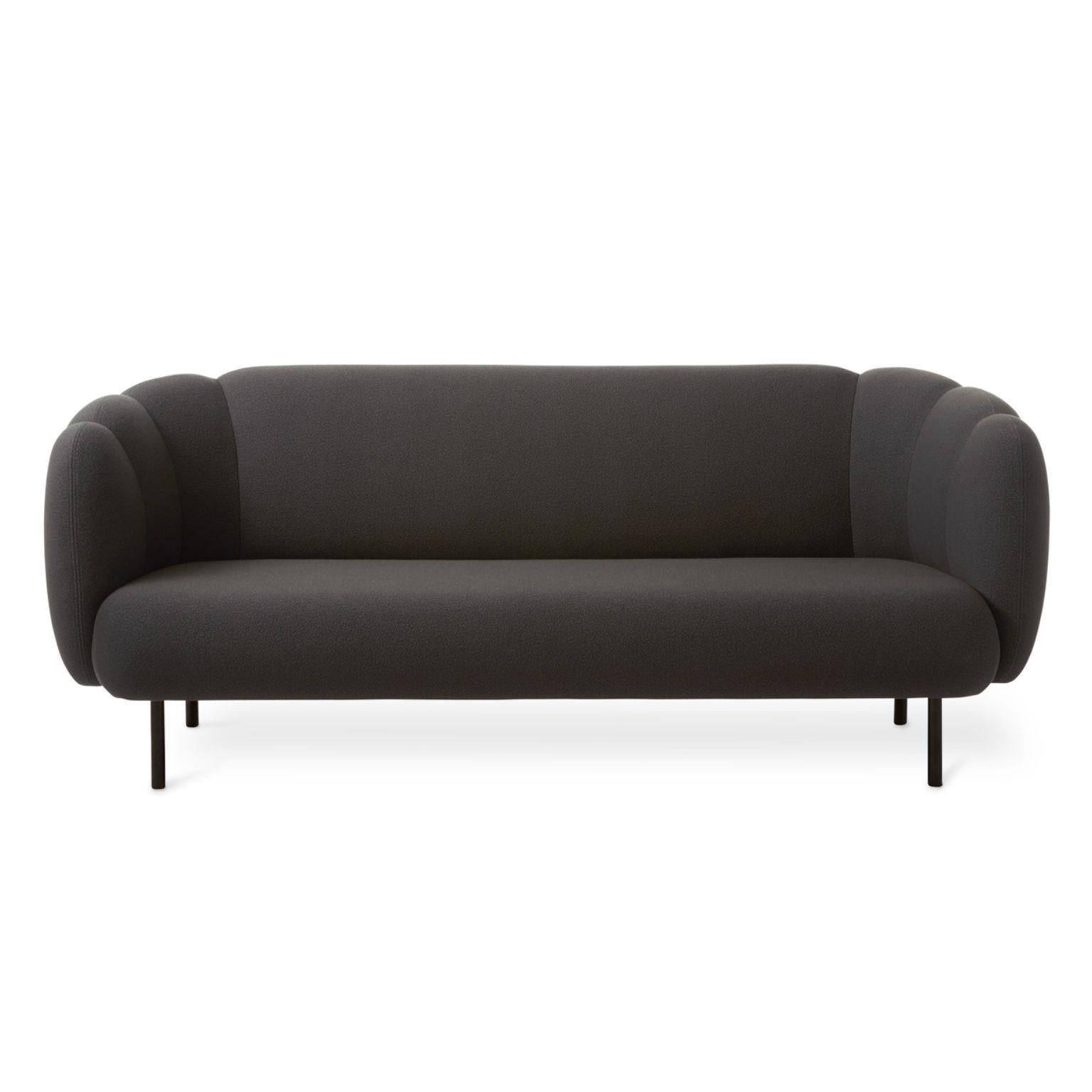 Caper 3 seater with stitches sprinkles mocca by Warm Nordic
Dimensions: D200 x W84 x H 80 cm
Material: Textile upholstery, Wooden frame, Powder coated black steel legs.
Weight: 55.5 kg
Also available in different colours and finishes. 

An