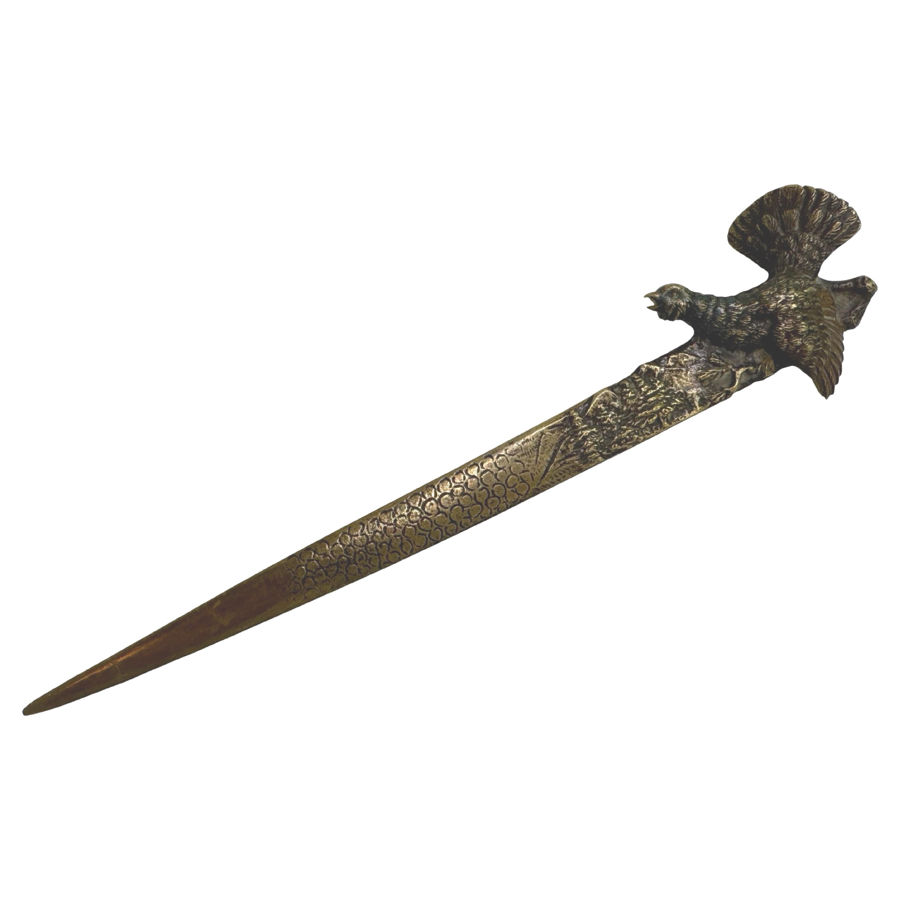 Auerhahn Berghuhn Vienna Bronze Brieföffner, Antikes Österreich 1900er im Angebot