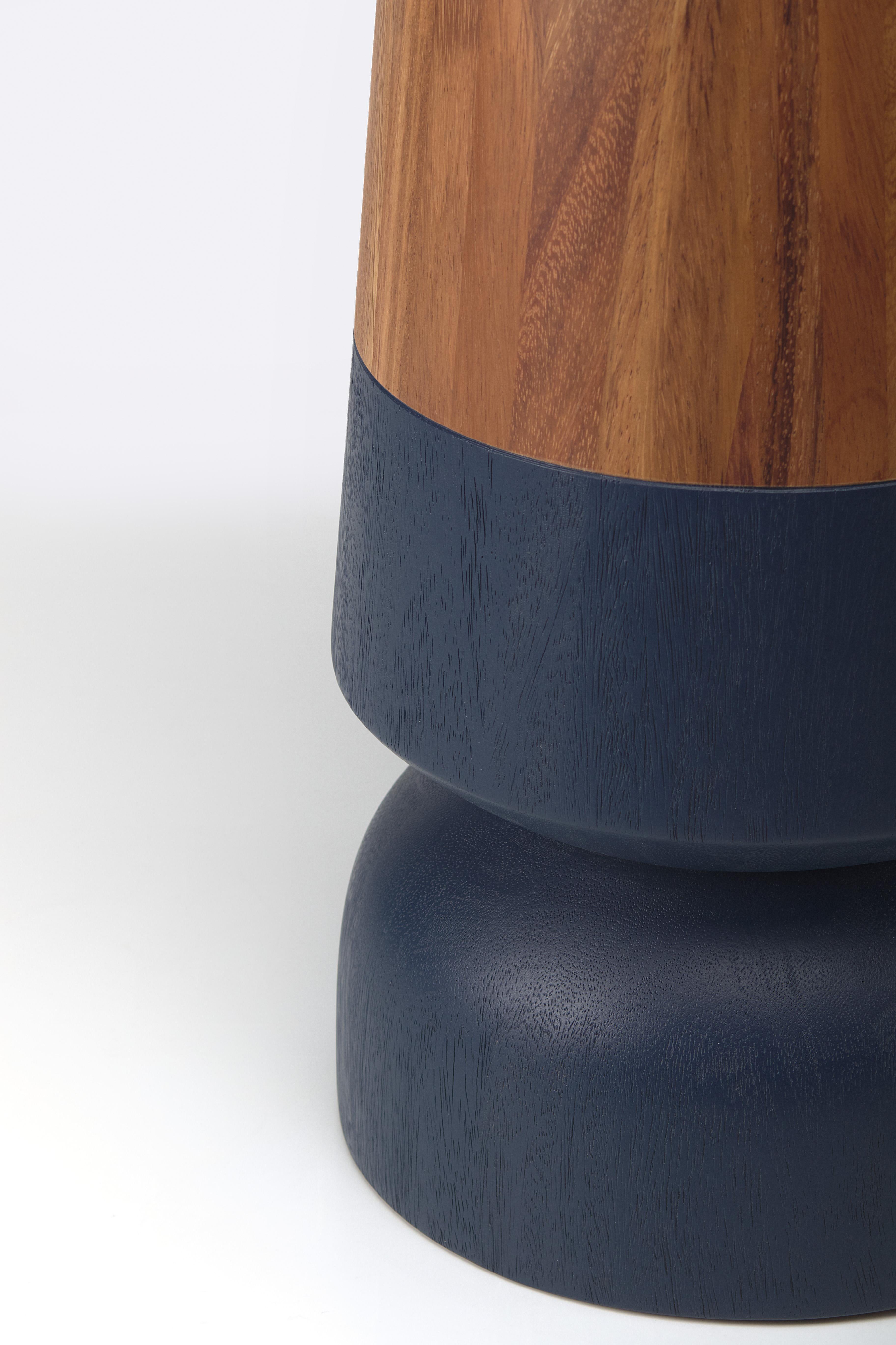 Modern Capirucho Turned Drink Table Navy and Conacaste