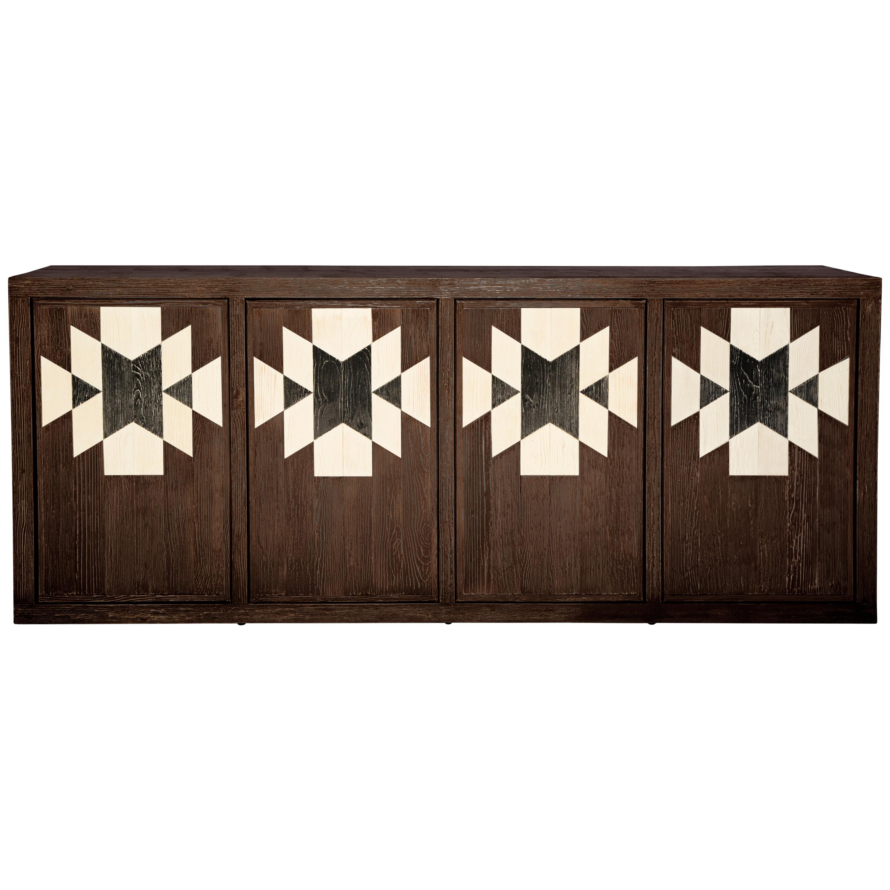 Capistrano Credenza in Chocolate and Onyx Finish by Innova Luxuxy Group For Sale
