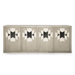 Capistrano Credenza in Rustic Wood W/ Geometric Pattern by Innova Luxuxy Group