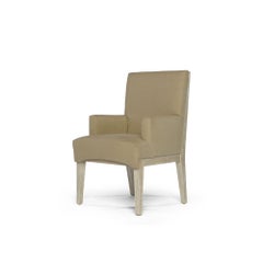 Capistrano Dining Armchair with Wood and Brass Frame by Innova Luxuxy Group
