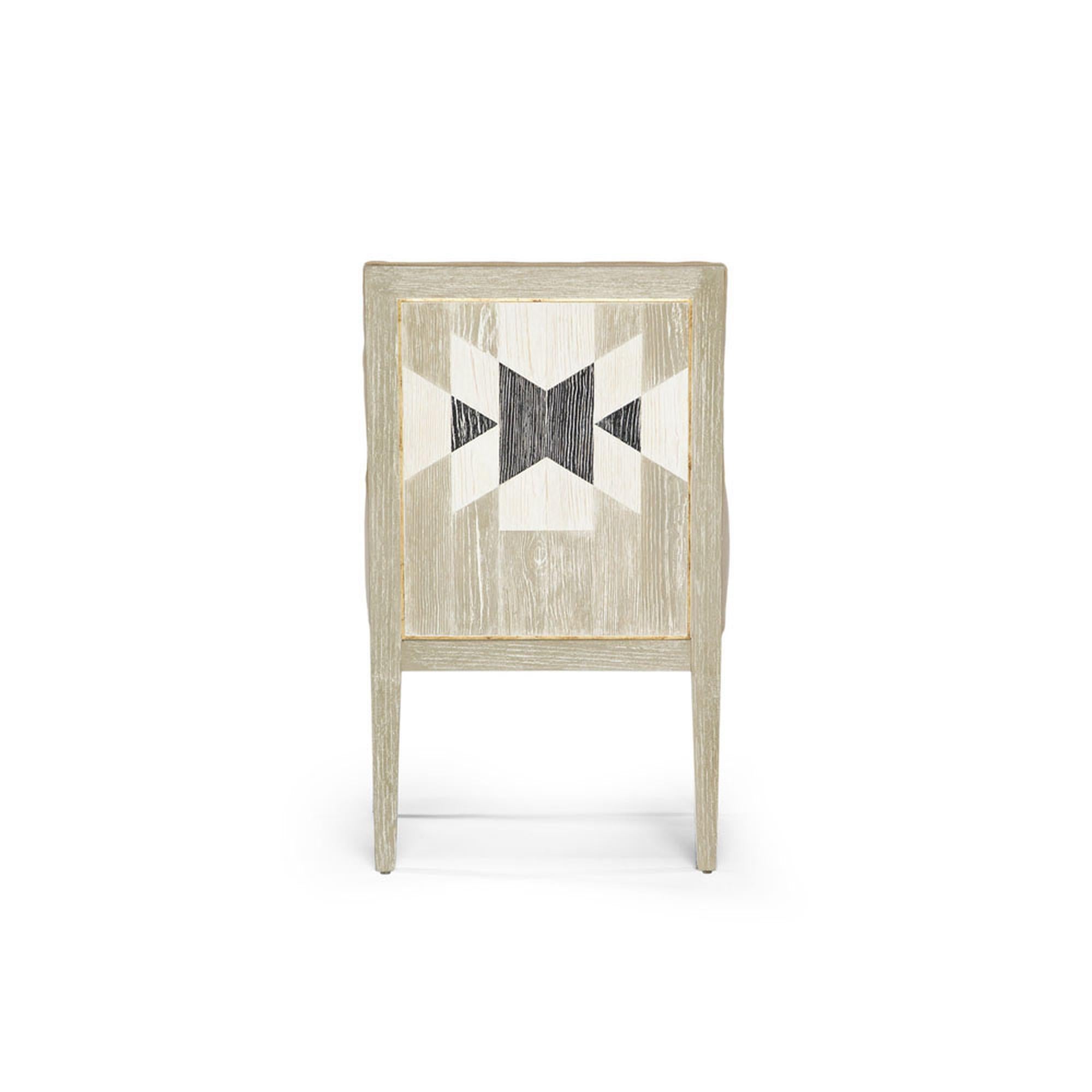Contemporary Capistrano Dining Armchair with Wood and Brass Frame by Innova Luxuxy Group For Sale
