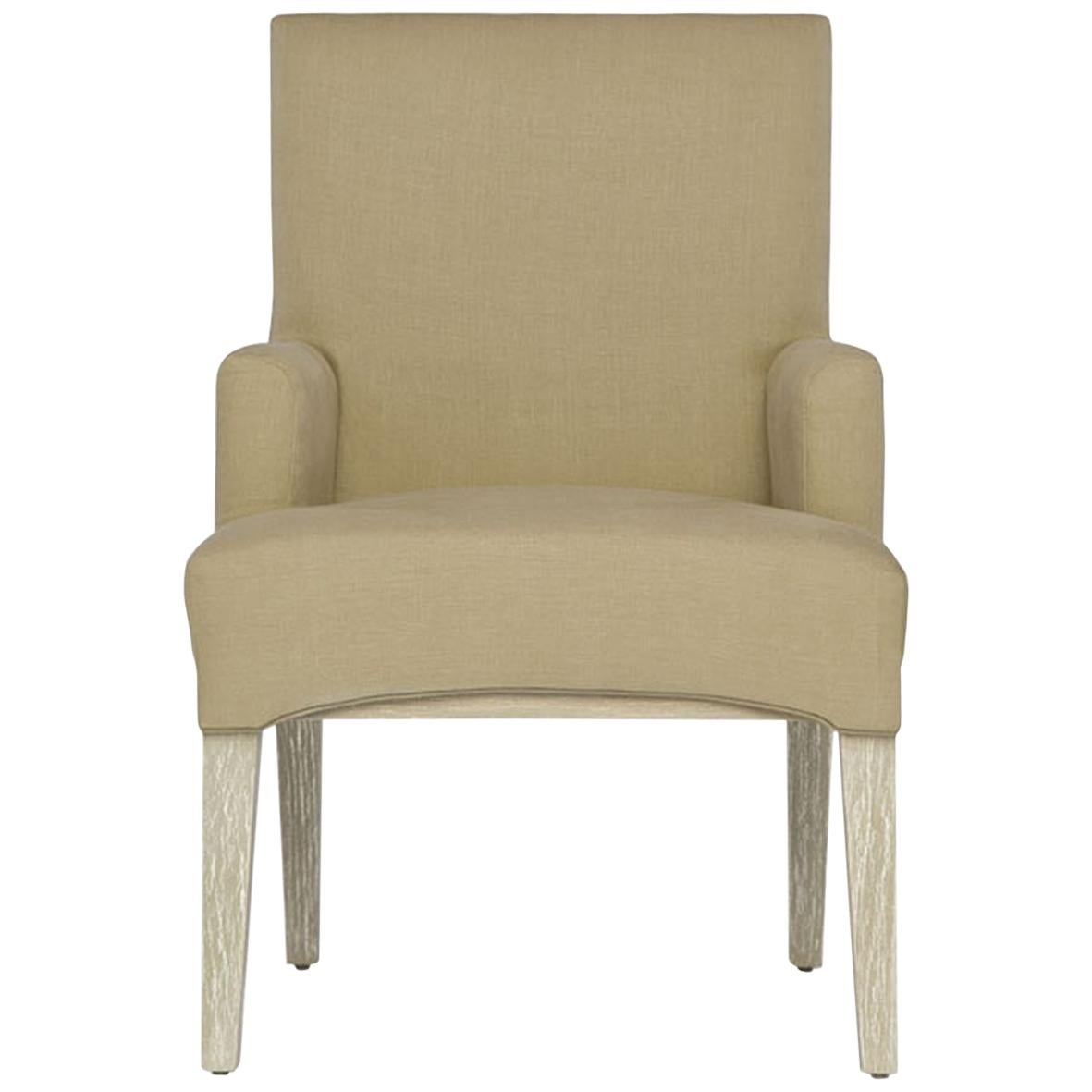 Capistrano Dining Armchair with Wood and Brass Frame by Innova Luxuxy Group For Sale