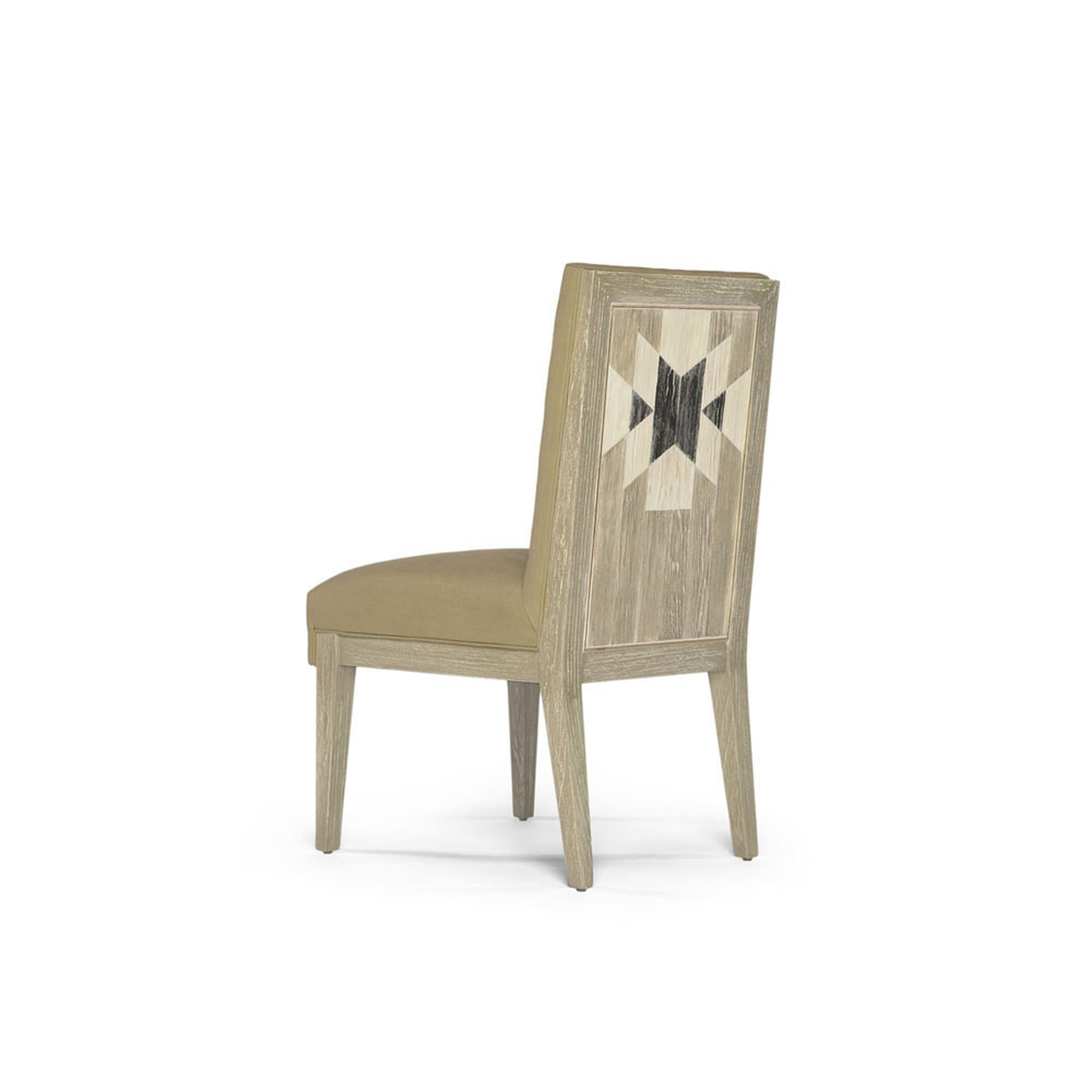 Modern Capistrano Dining Side Chair with Wood and Gold Leaf Frame, Innova Luxuxy Group For Sale