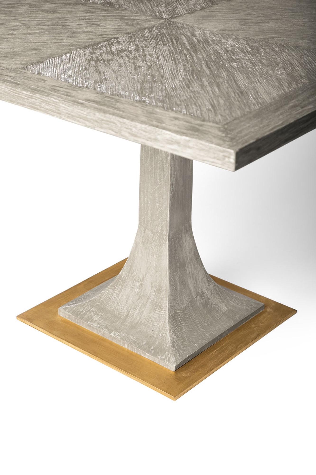 Mexican Capistrano Dining Table in Oyster Gray & Gold Leaf by Innova Luxuxy Group For Sale