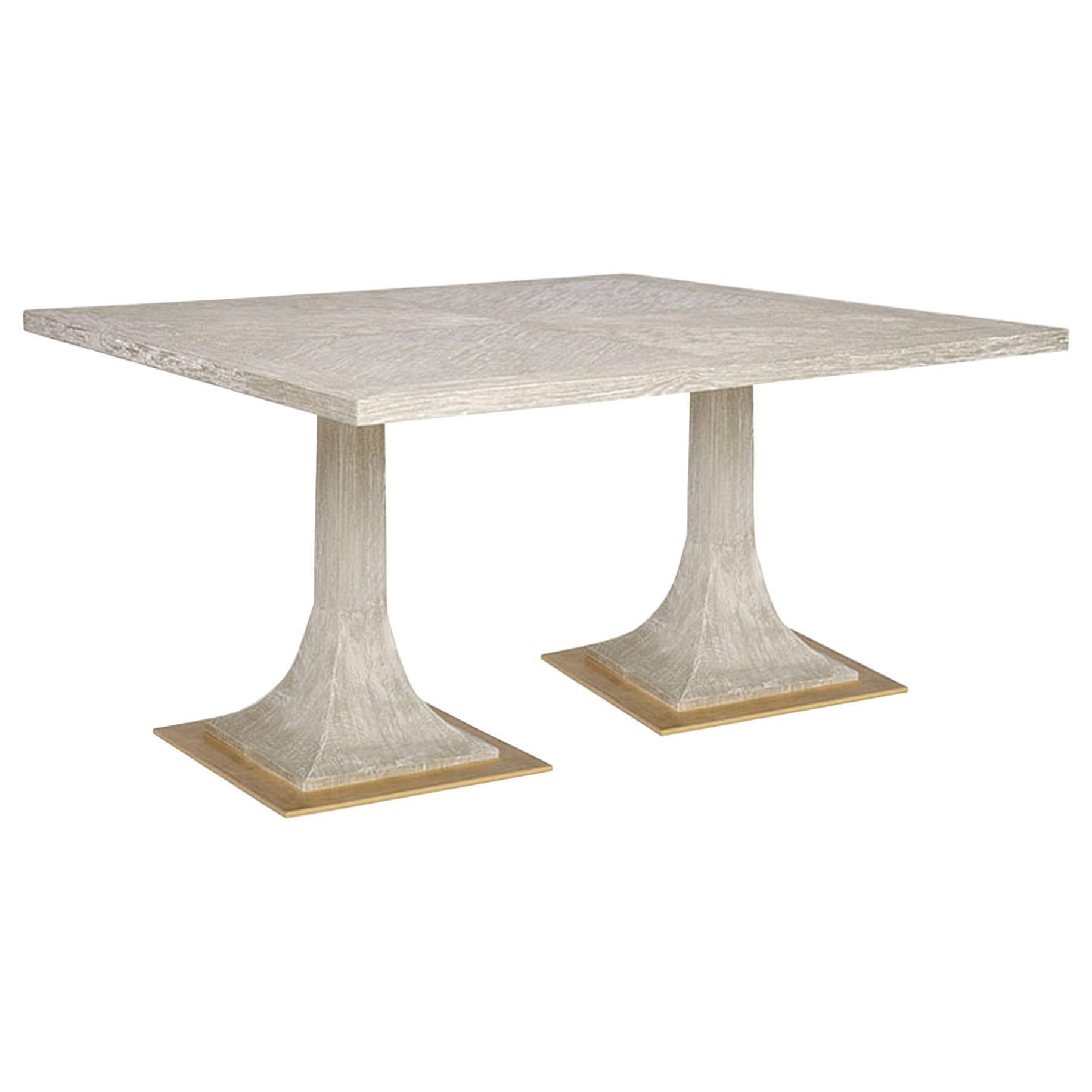 Capistrano Double Dining Table in Oyster Gray & Metal by Innova Luxuxy Group For Sale