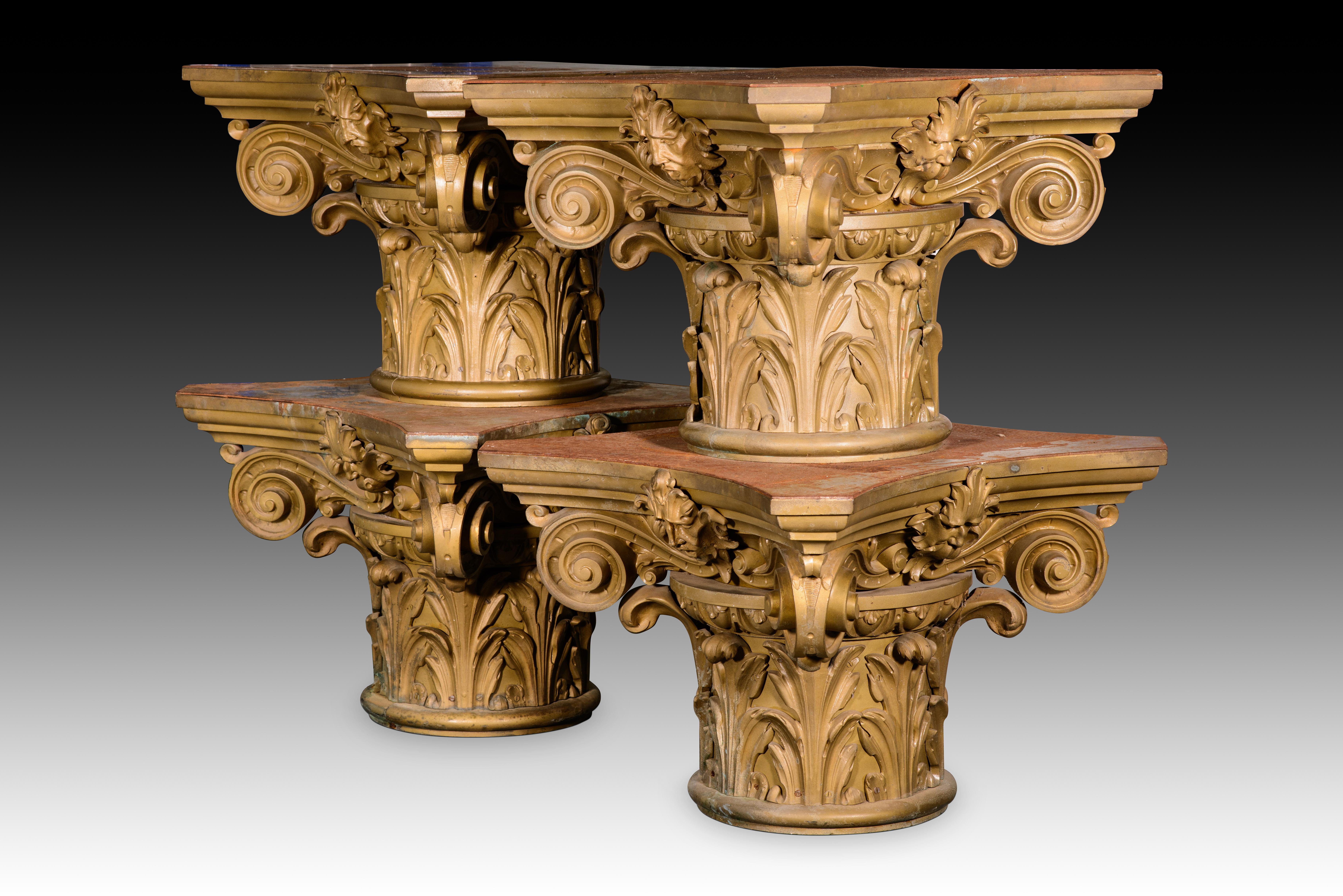 Capitals with bases, four pieces. Bronze. Spanish School, 20th century. For Sale 1